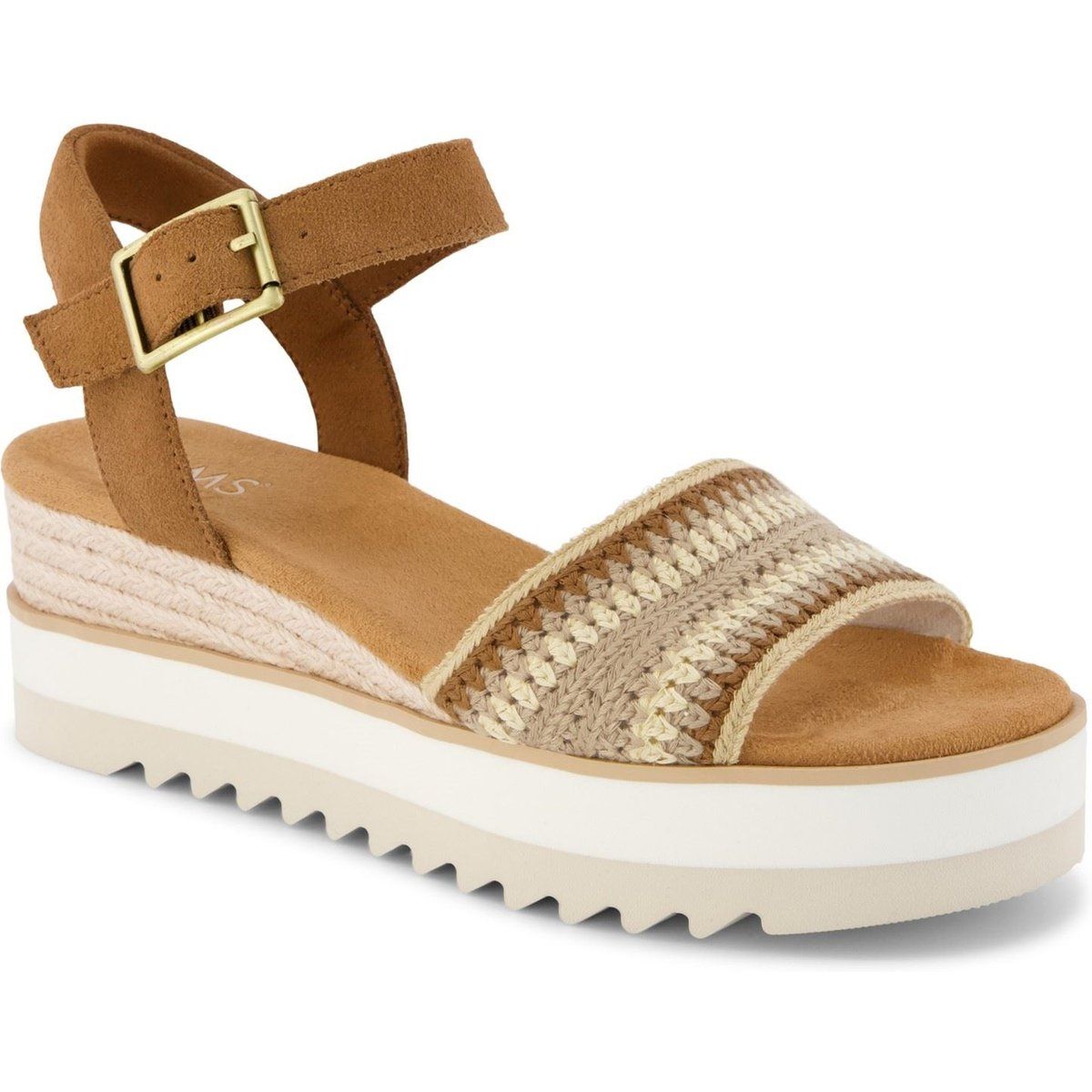 TOMS Diana Wedge Leder Damensandalen Dunkelbeige