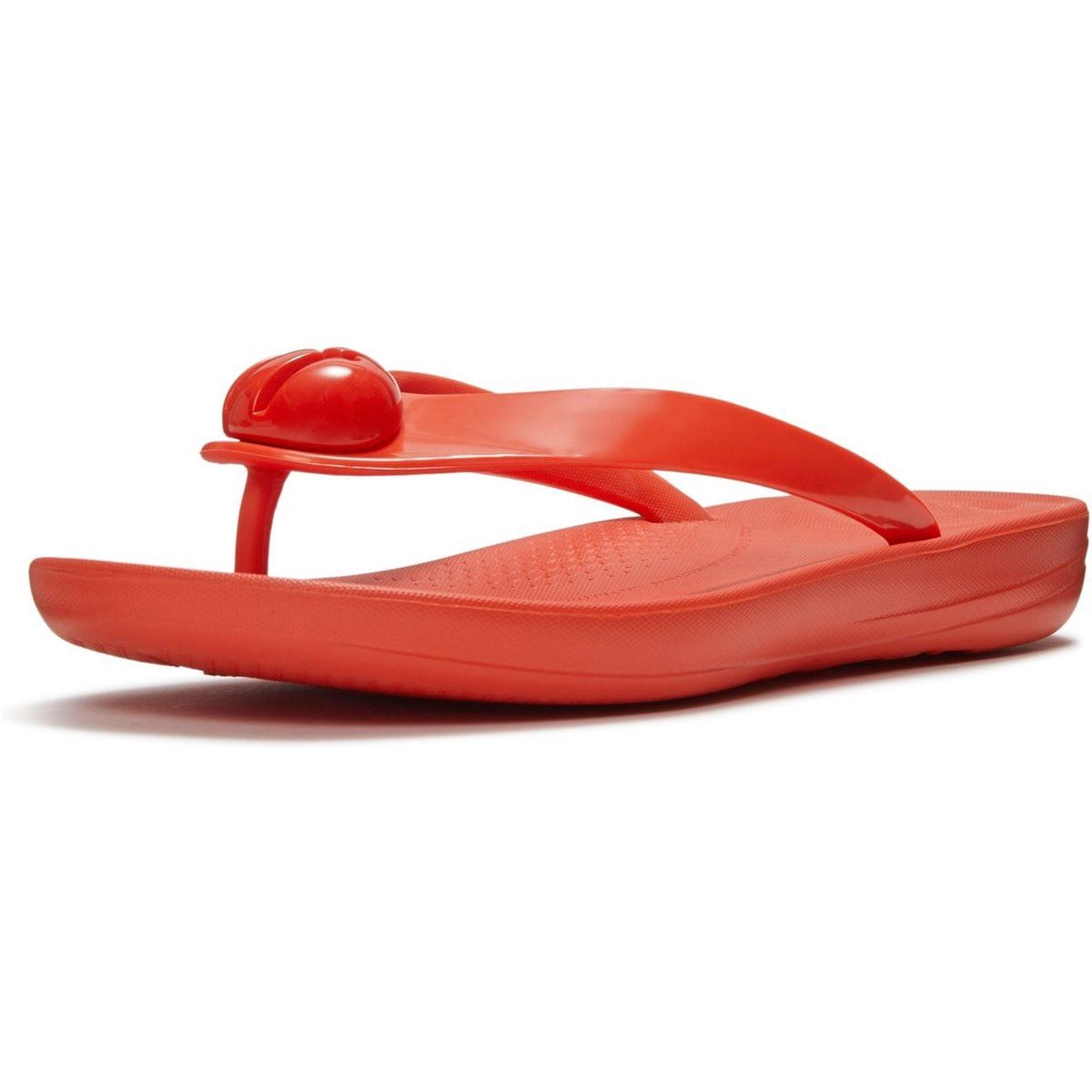 Fitflop iQushion Glossy-Button Polyurethan Damen Flip-Flops in Kirschrot