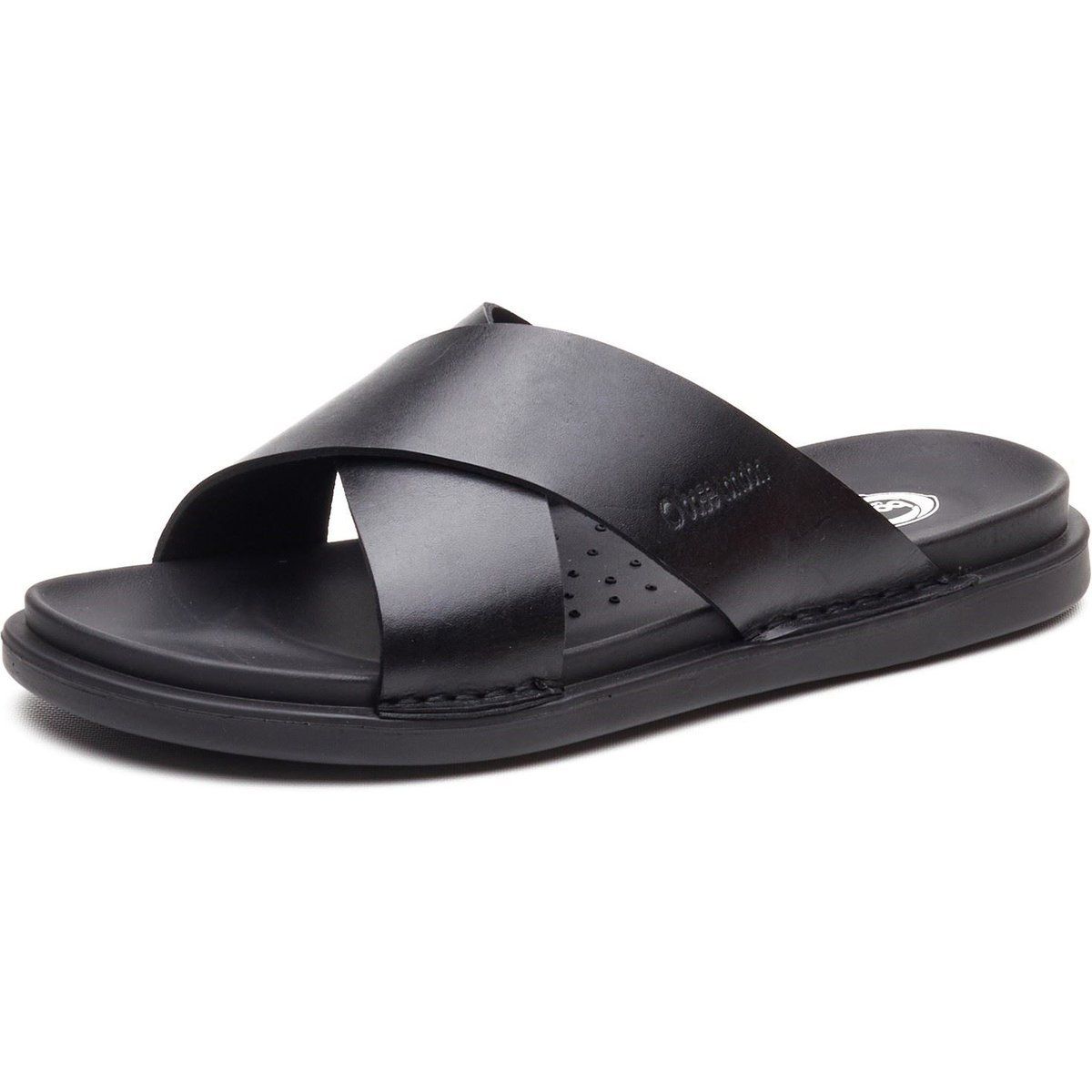 Base London Drift Leder Herren Schwarz Sandalen