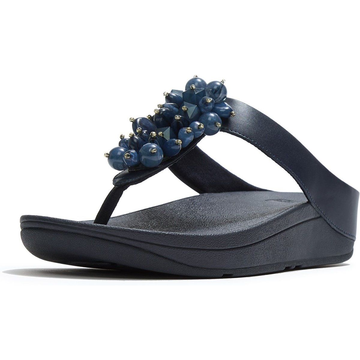 Fitflop Fino Zehensteg Polyurethan Damen Sandalen in Mitternachtsblau