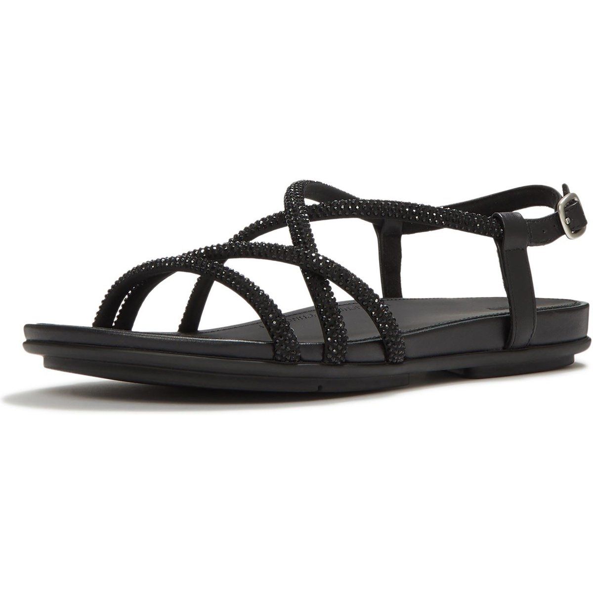 Fitflop Fino Zehentrenner Leder Damen Sandalen All Black