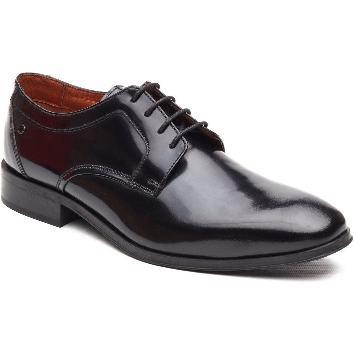 Base London Dome Schnürschuhe aus Leder für Herren in Hochglanz Schwarz