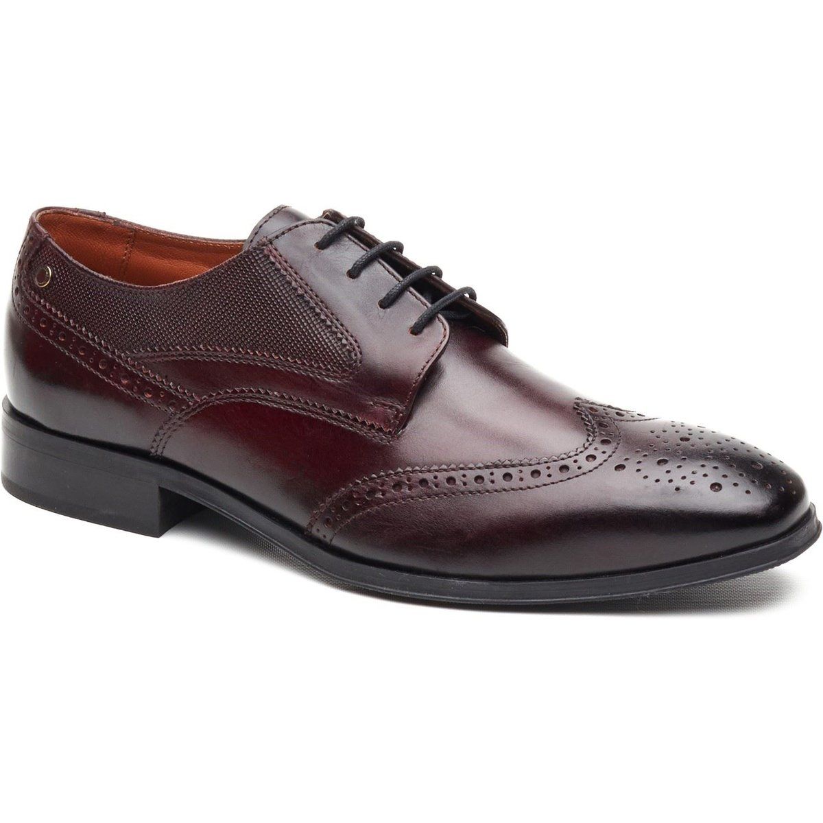 Base London Steeple Brogue Leder Herren Schuhe in verbranntem Braun