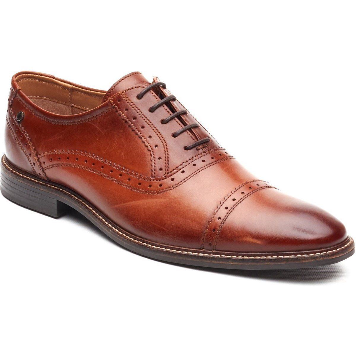 Base London Ascot Oxford Leder Herren Schuhe in verbranntem Tan