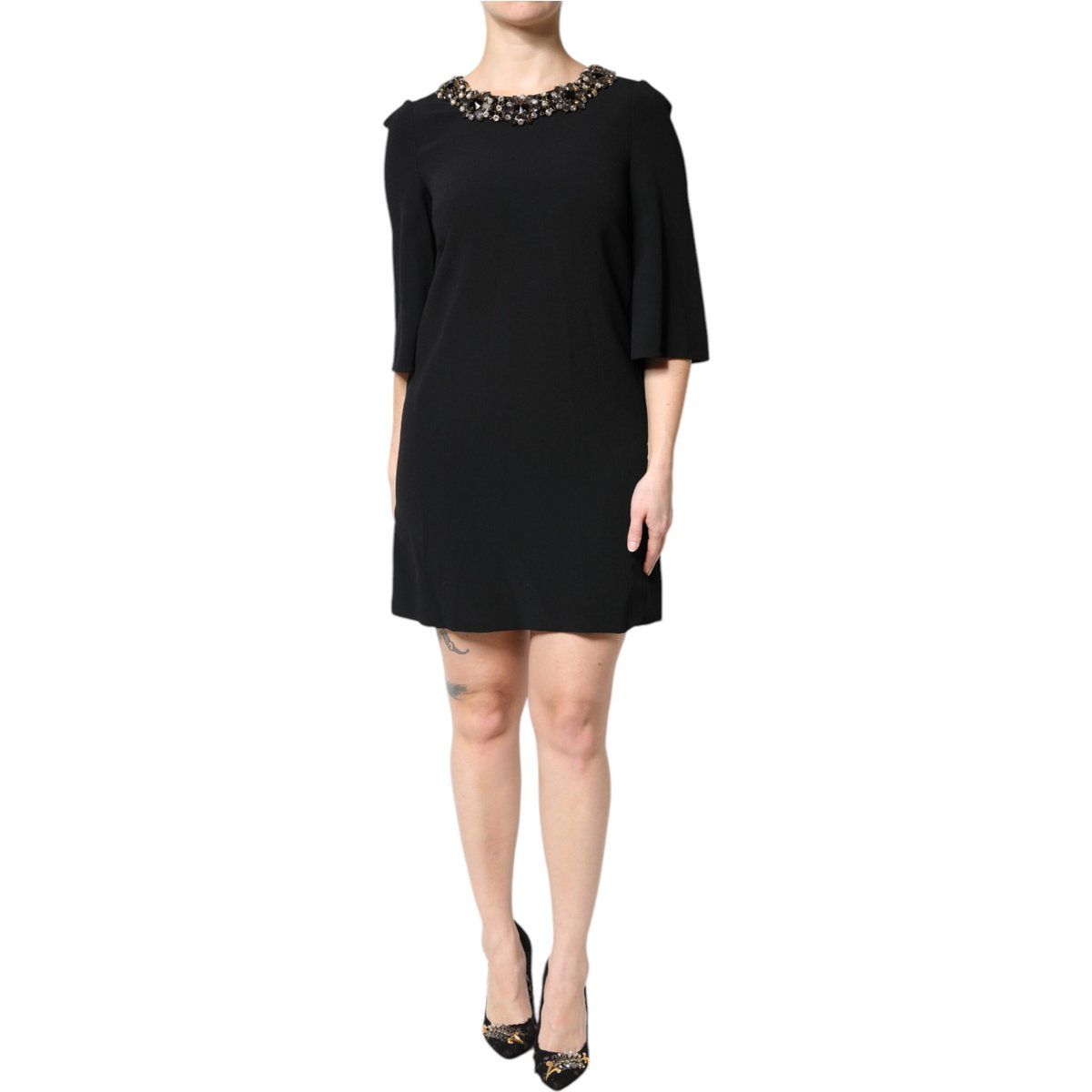 Verziertes Neck Shift Kleid