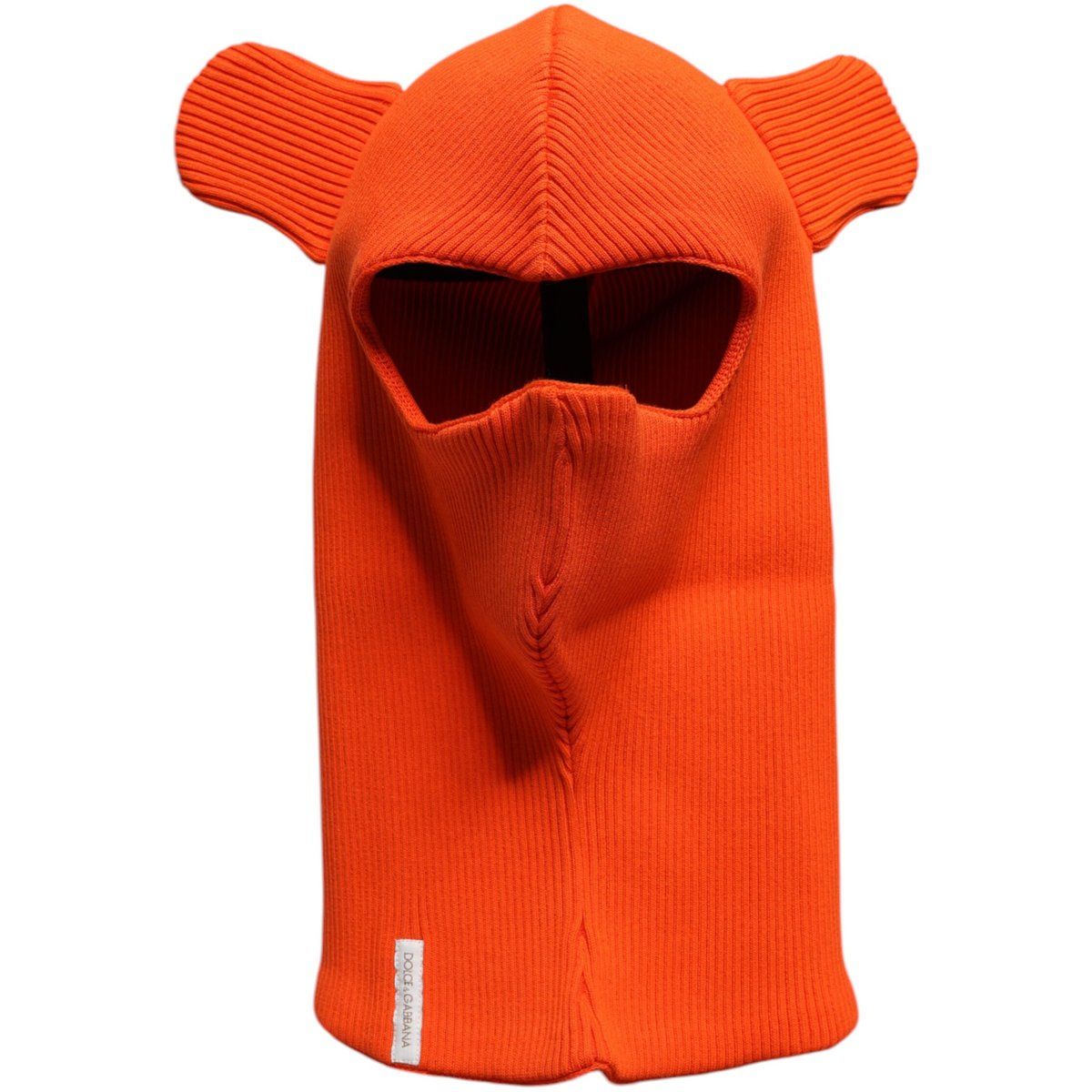 Orange gerippte Strick-Balaclava mit Ohren