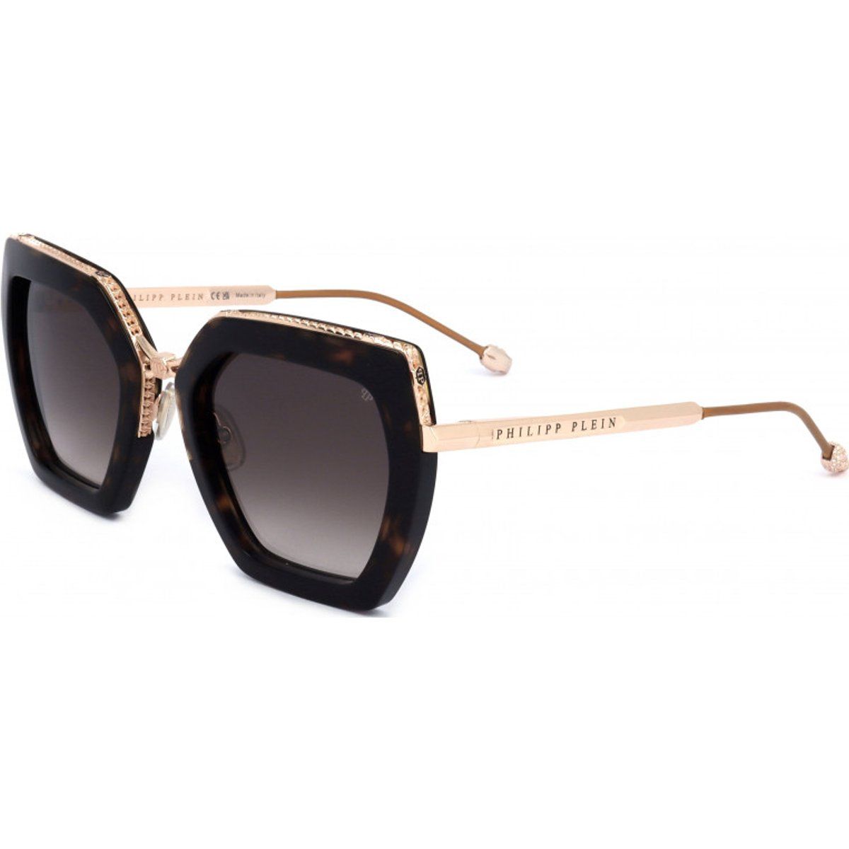 Geometrische Sonnenbrille mit Strassdetails