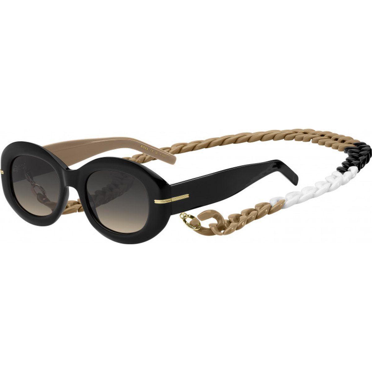 Sonnenbrille mit ovalem Rahmen und Kettendetail