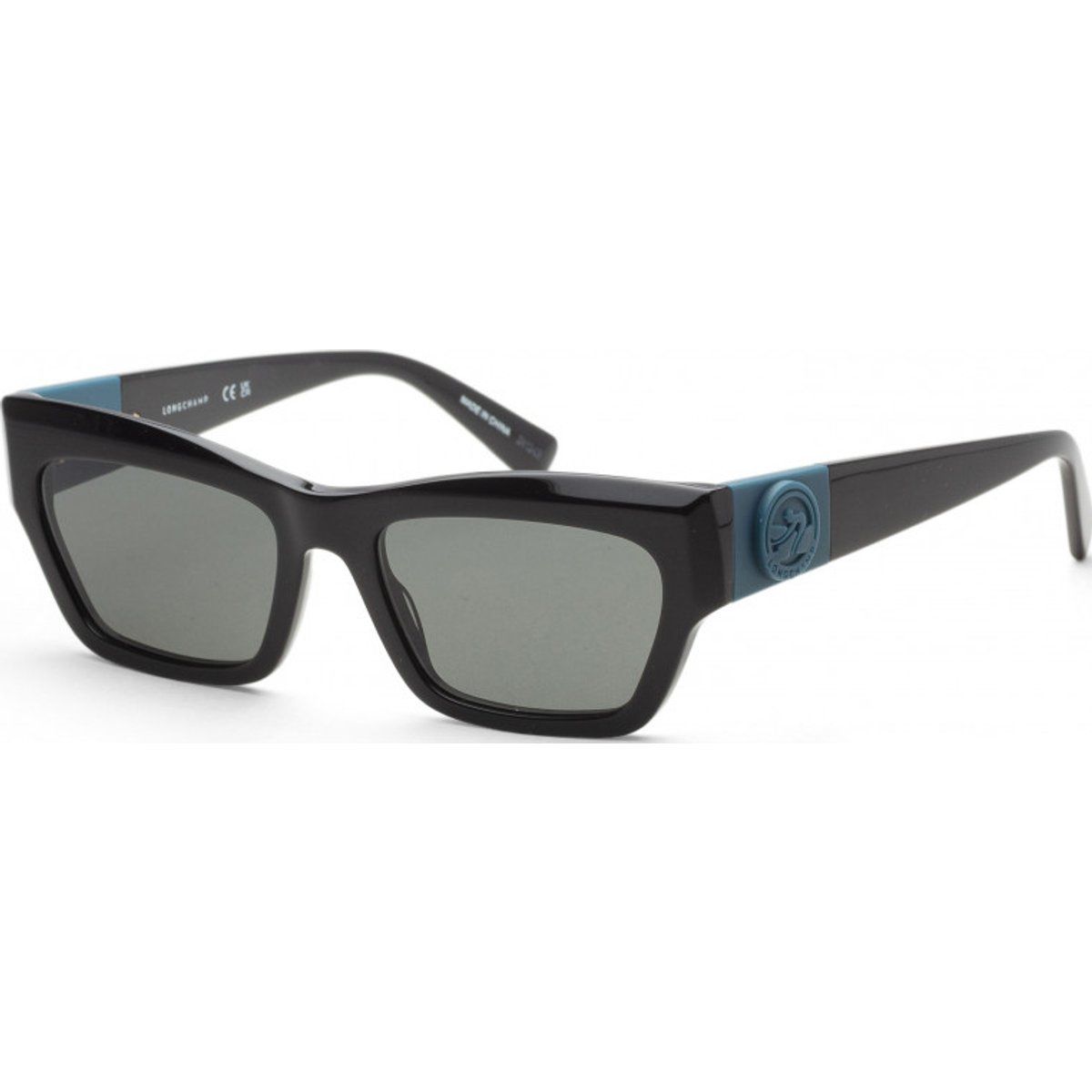 Eckige Sonnenbrille mit schwarzem Rahmen