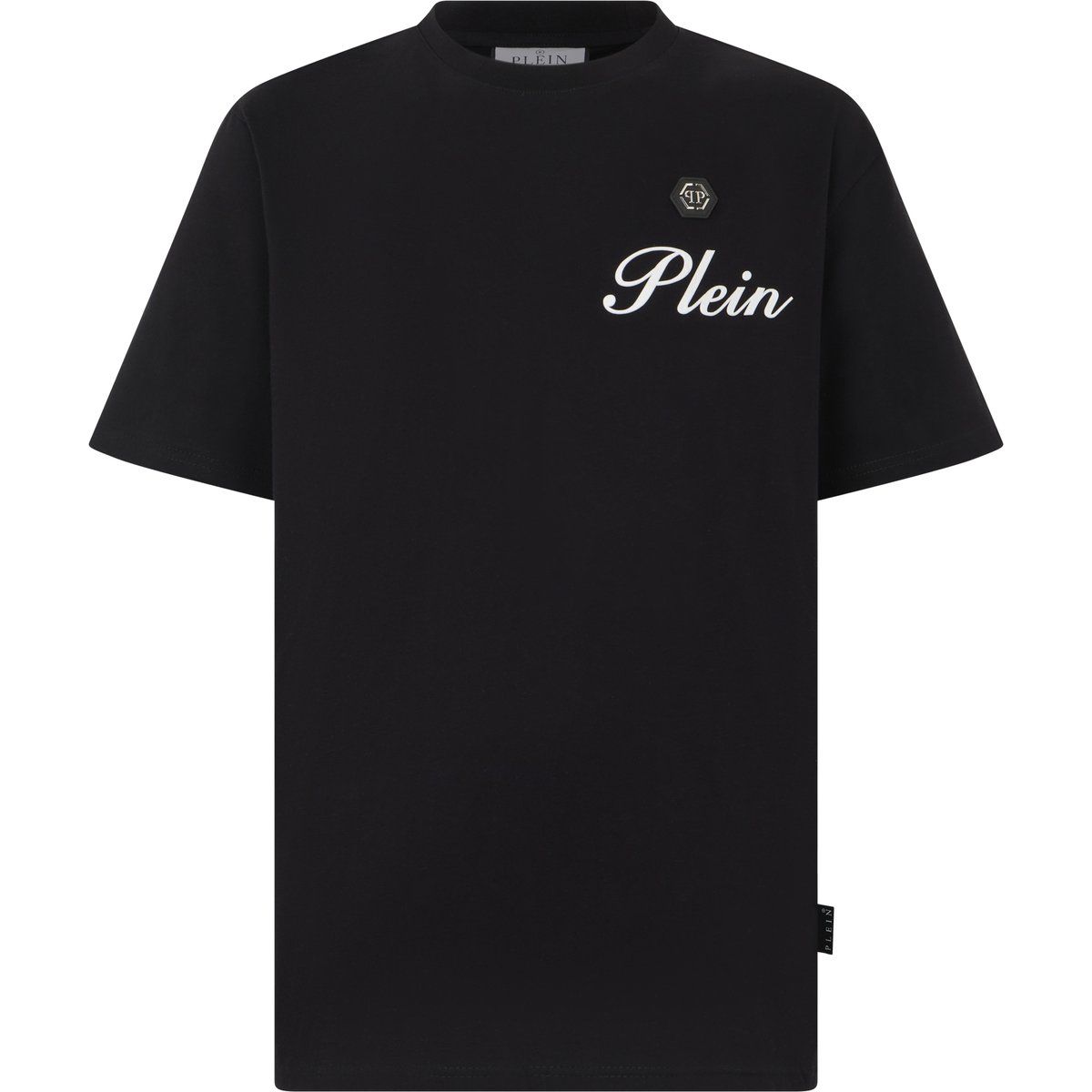 Rundhals-T-Shirt mit geprägter Signatur