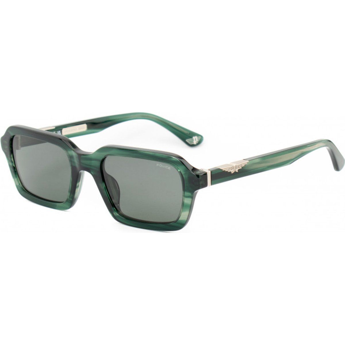 Rechteckige, grün gemusterte Sonnenbrille