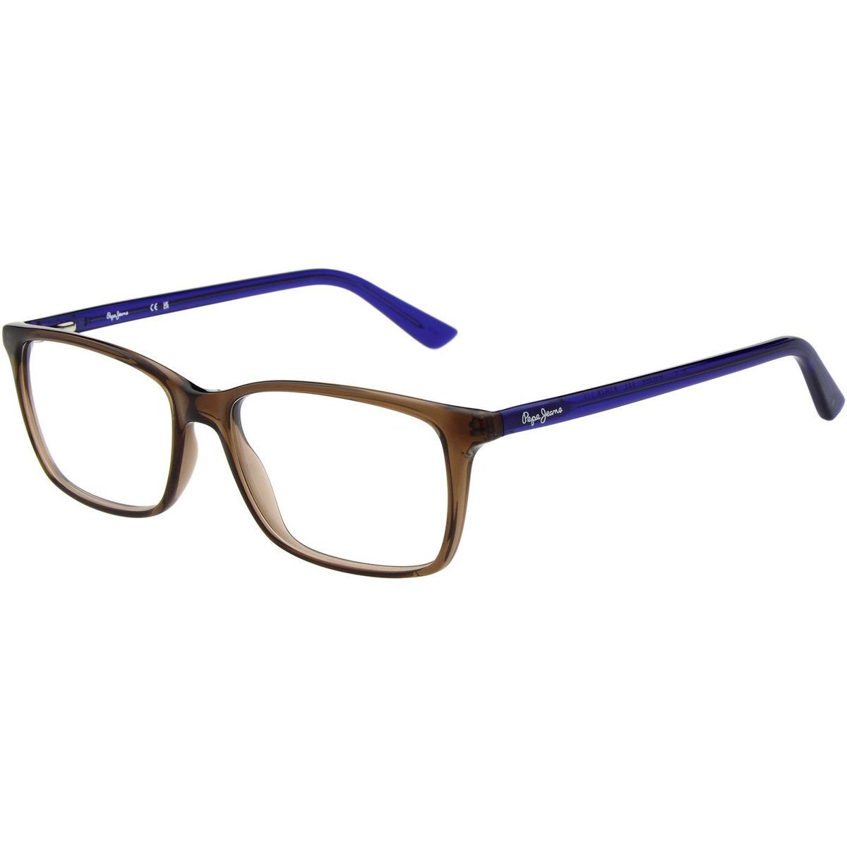 Klassische Rechteckige Brille mit blauem Detail