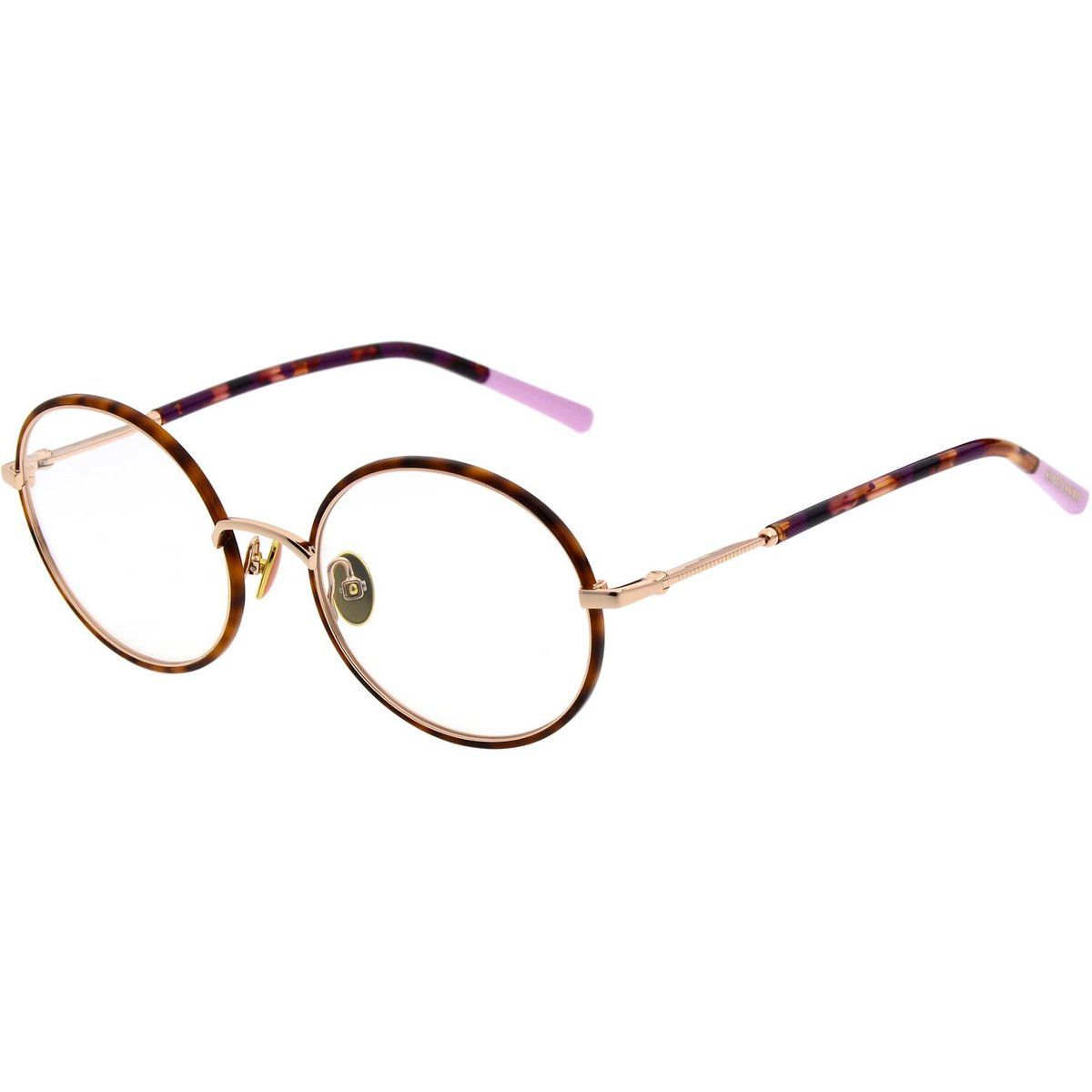 Runde optische Brille mit gemusterten Bügeln