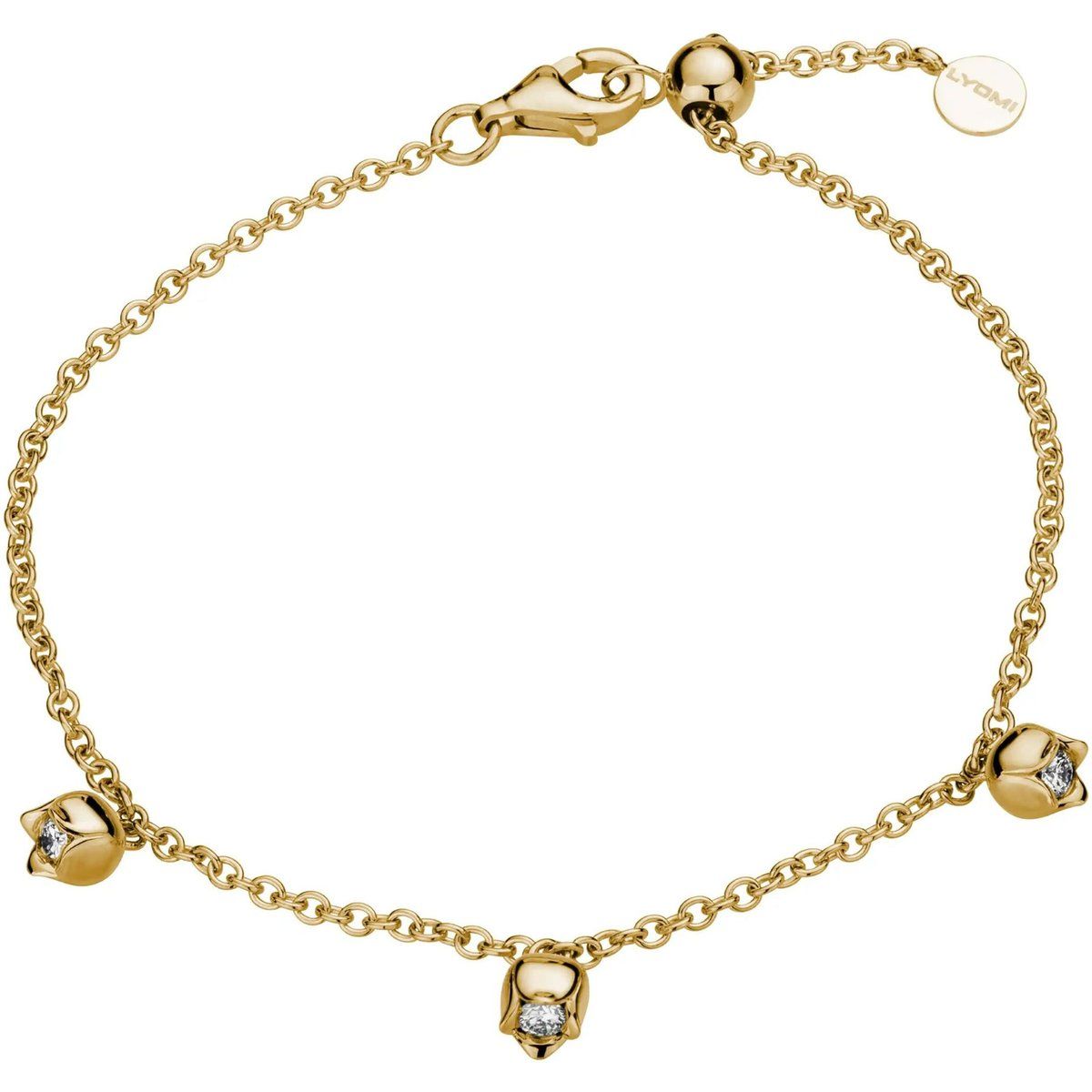 Zartes Goldarmband mit Diamant-Blüten