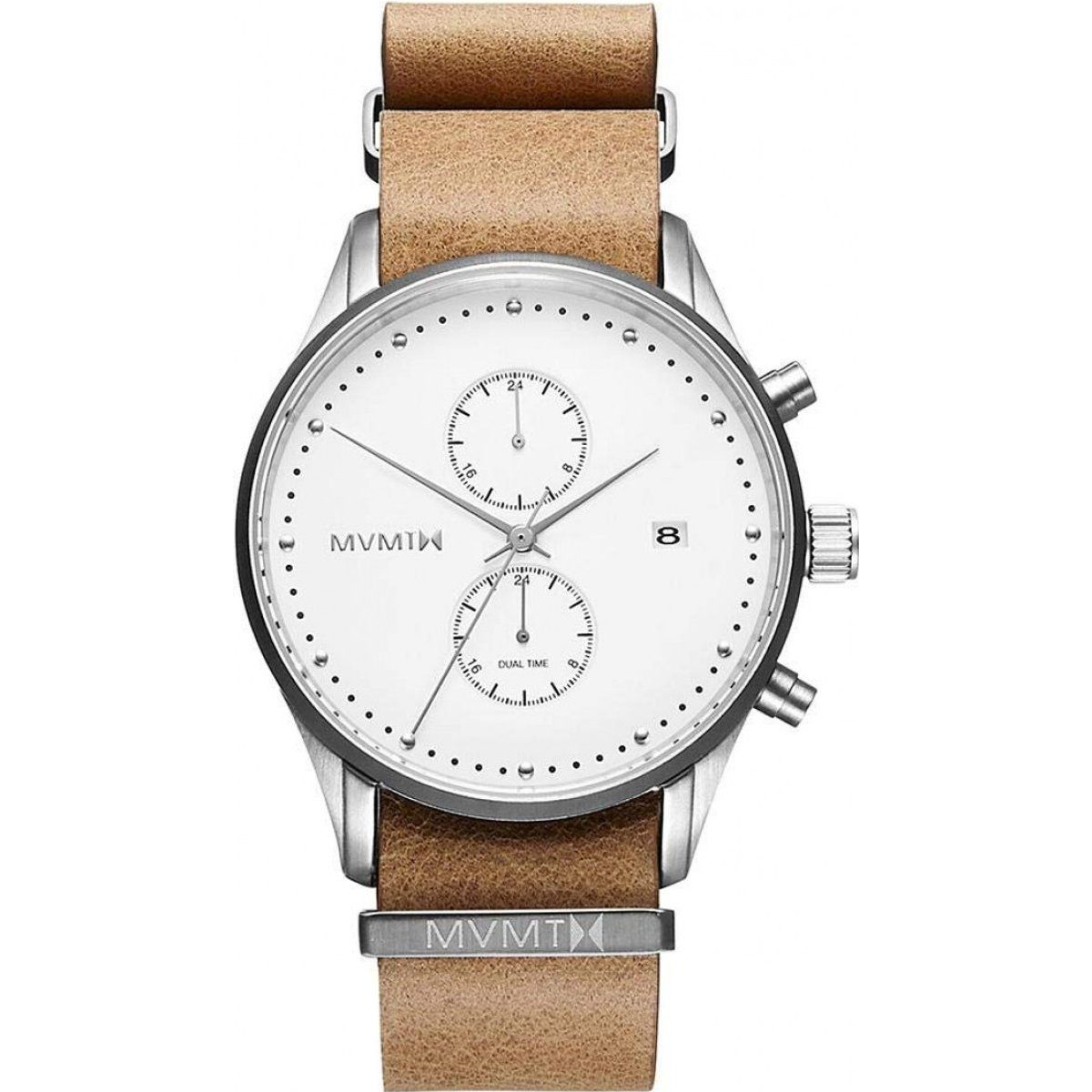 Minimalistische Chronographenuhr mit Lederarmband