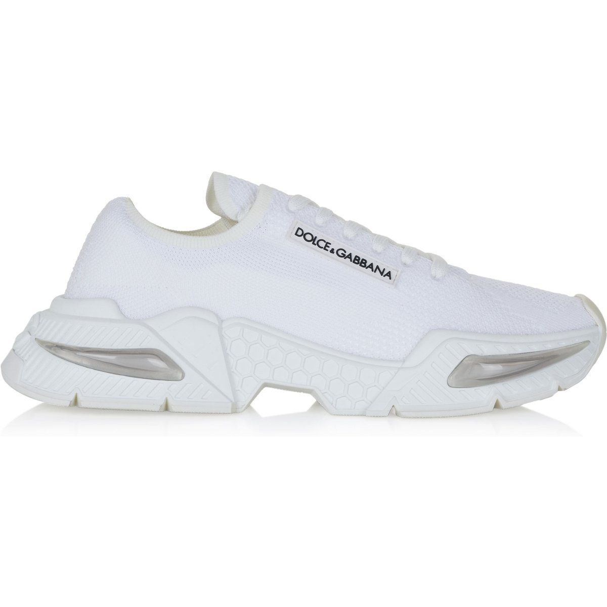 Weiße Mesh-Sneakers mit klobiger Sohle