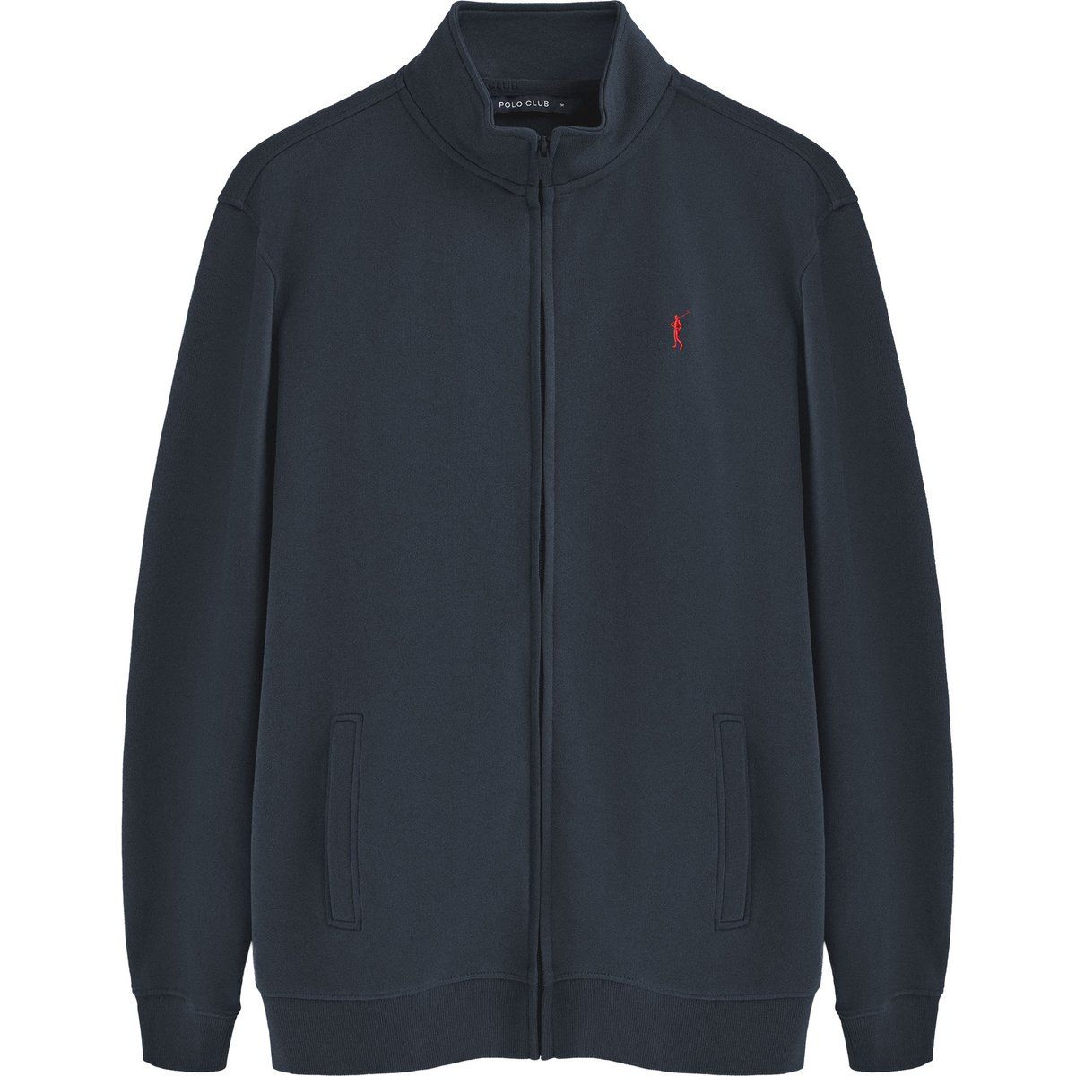 Marineblaues Sweatshirt mit hohem Kragen und Reißverschluss