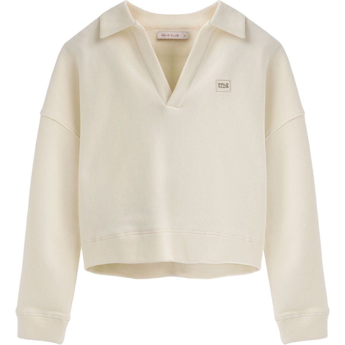 Ecrufarbenes Sweatshirt mit Polokragen