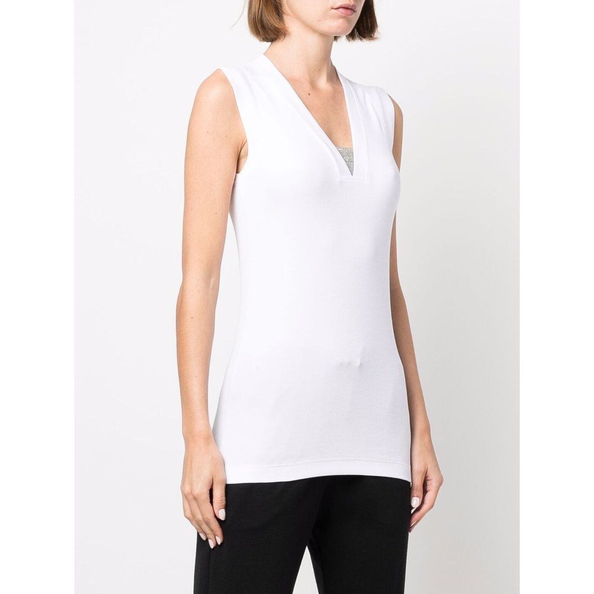 Ärmelloses V-Ausschnitt Baumwoll-Tanktop