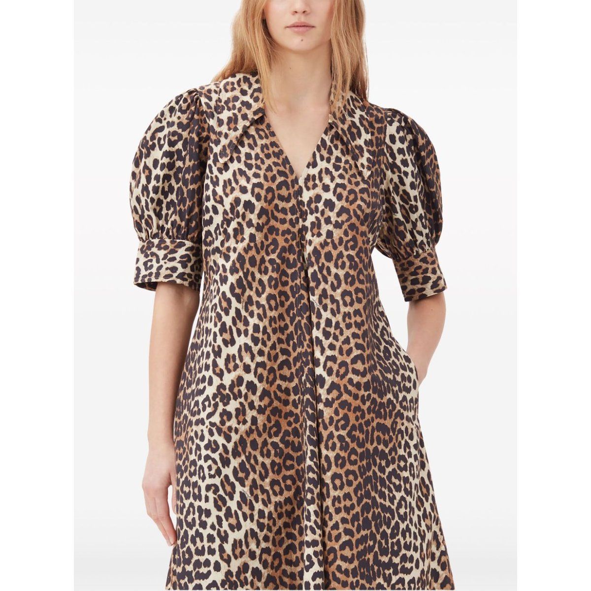 Hemdkleid in Midi-Länge mit Leopardenmuster