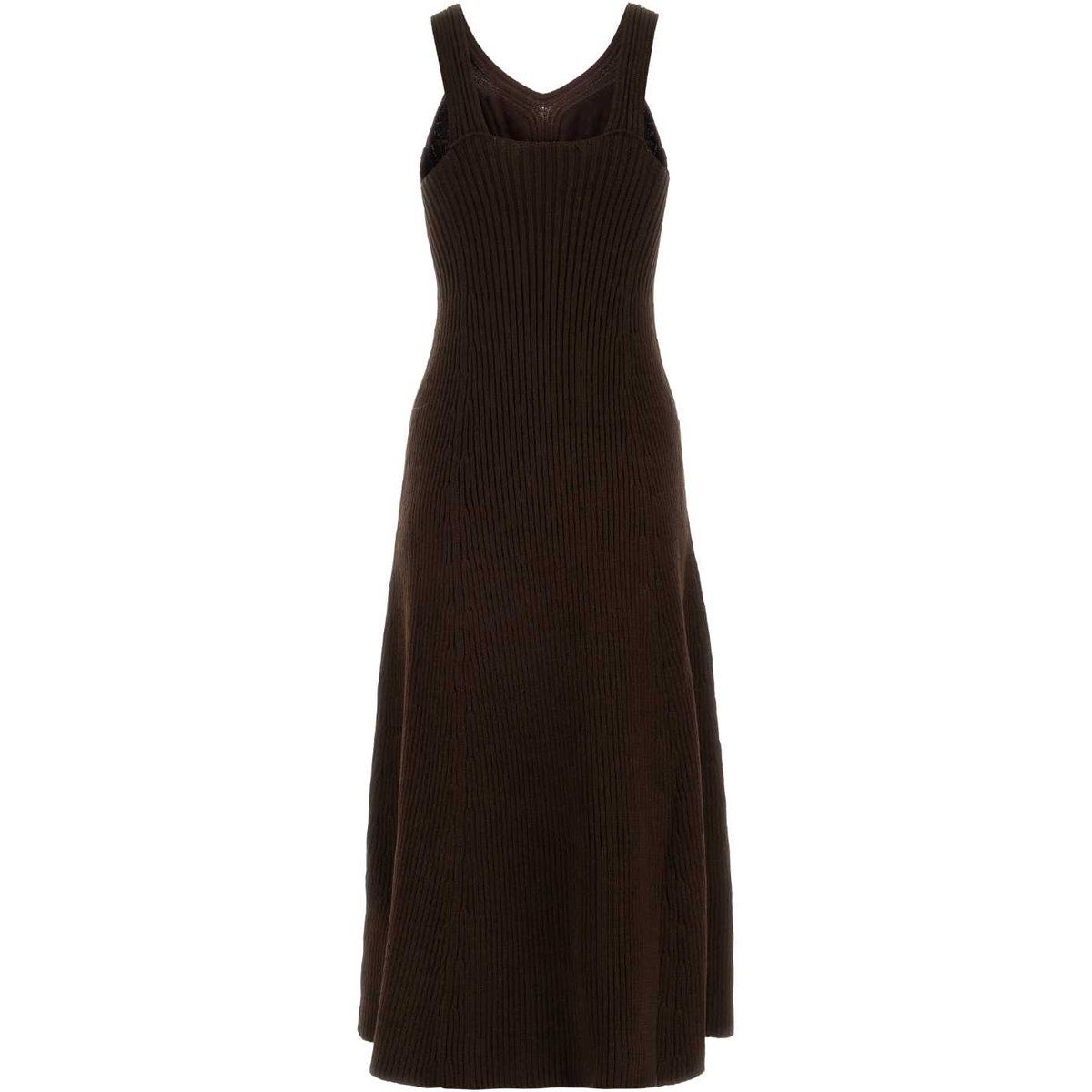 Geripptes A-Linien-Midikleid aus Strick