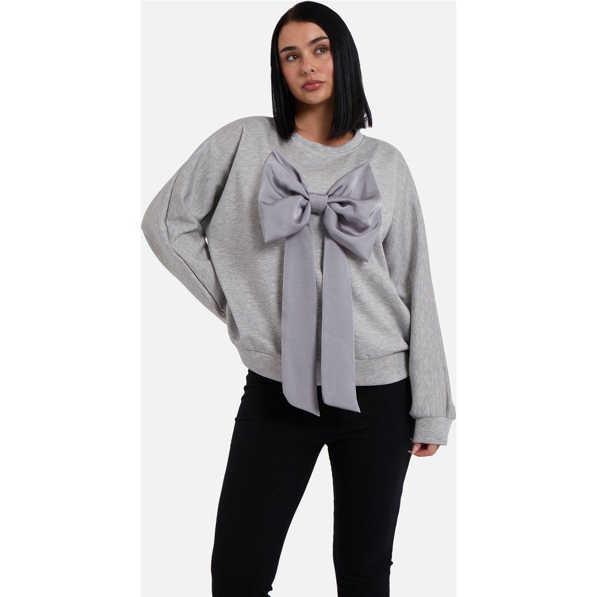 Oversized-Pullover mit Schleifen-Applikation