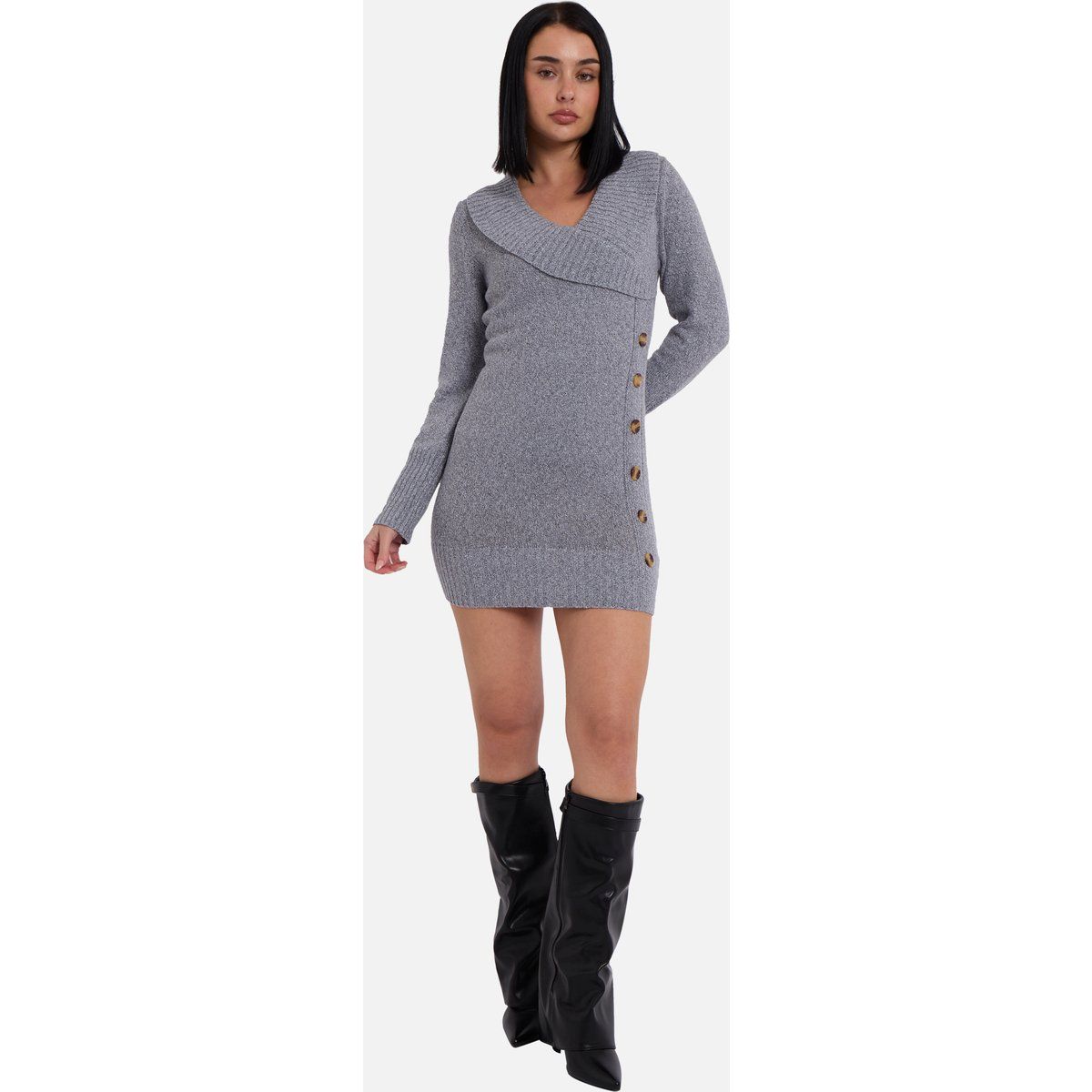 Elegantes Strick-Mini-Pulloverkleid