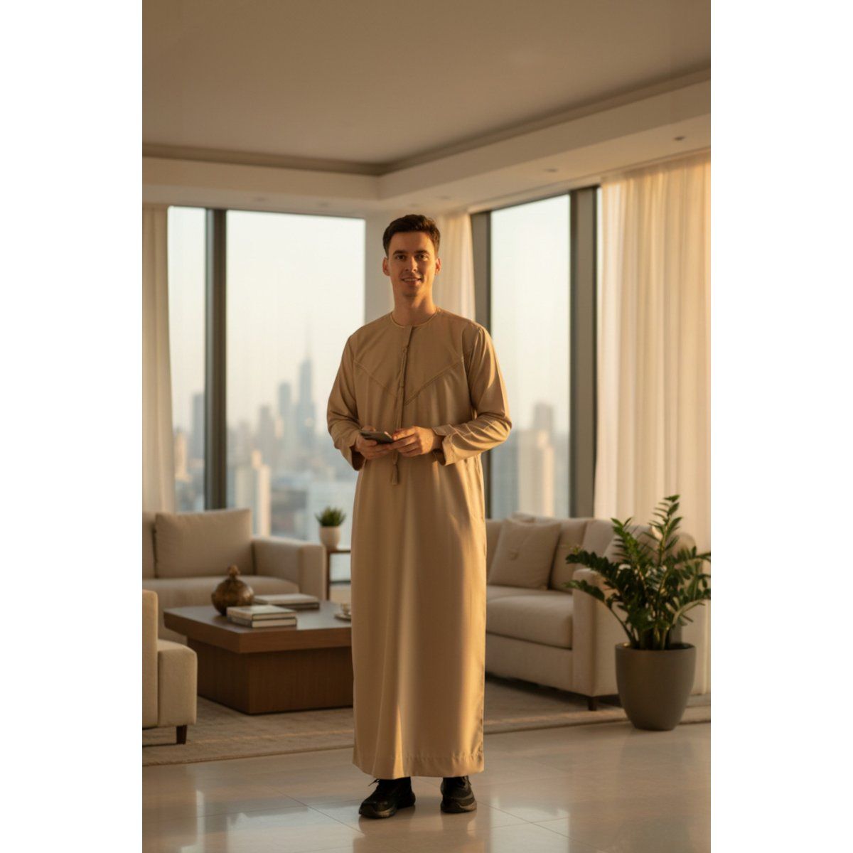 Eleganter marokkanischer beiger Thobe