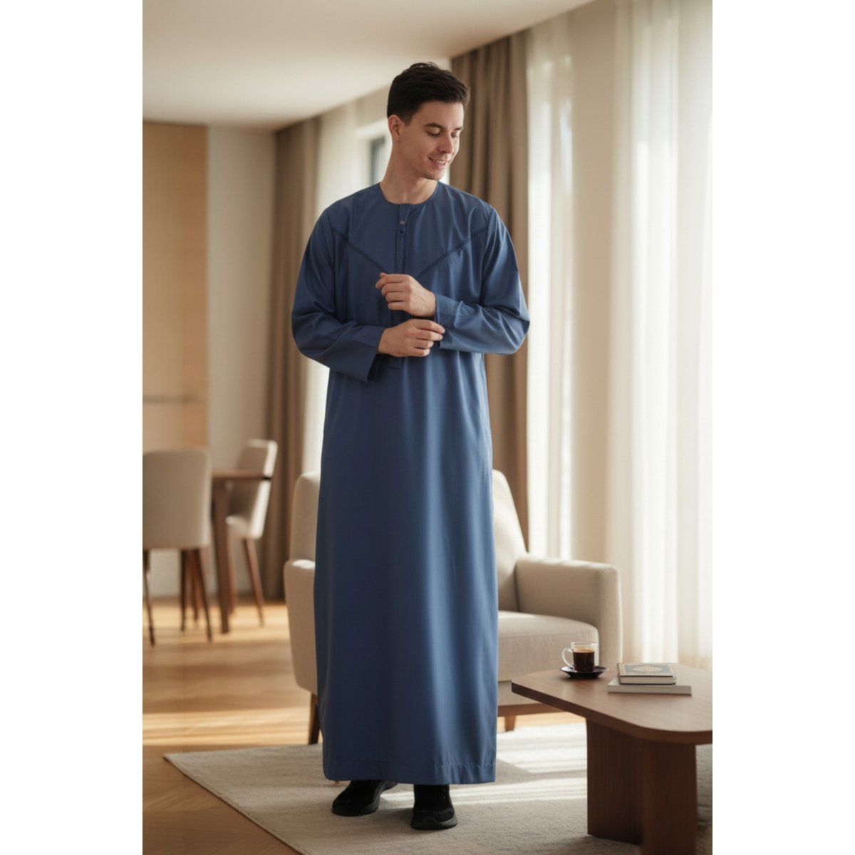 Herren Blauer Marokkanischer Thobe-Robe