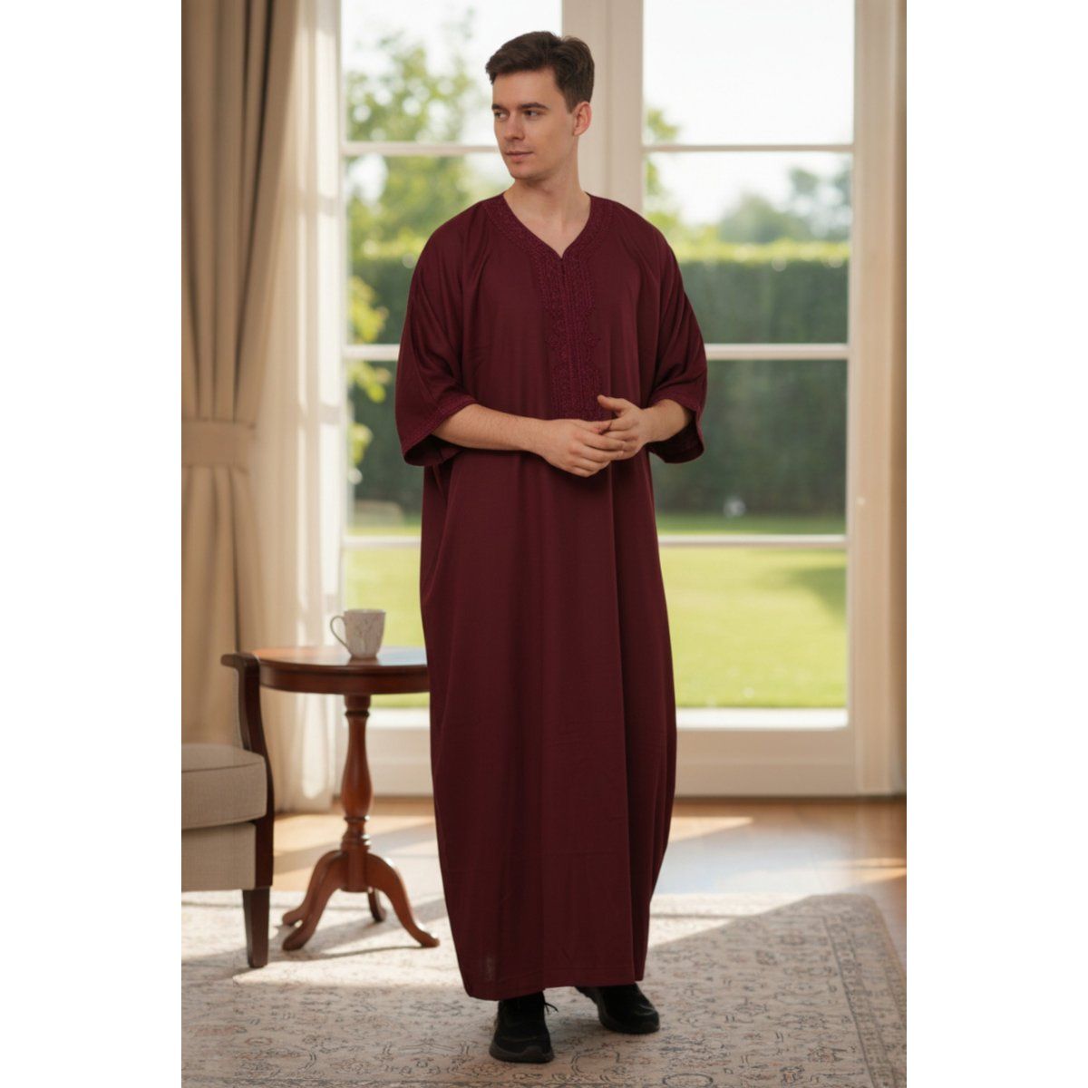 Maroon Marokkanische Thobe Jubba Robe