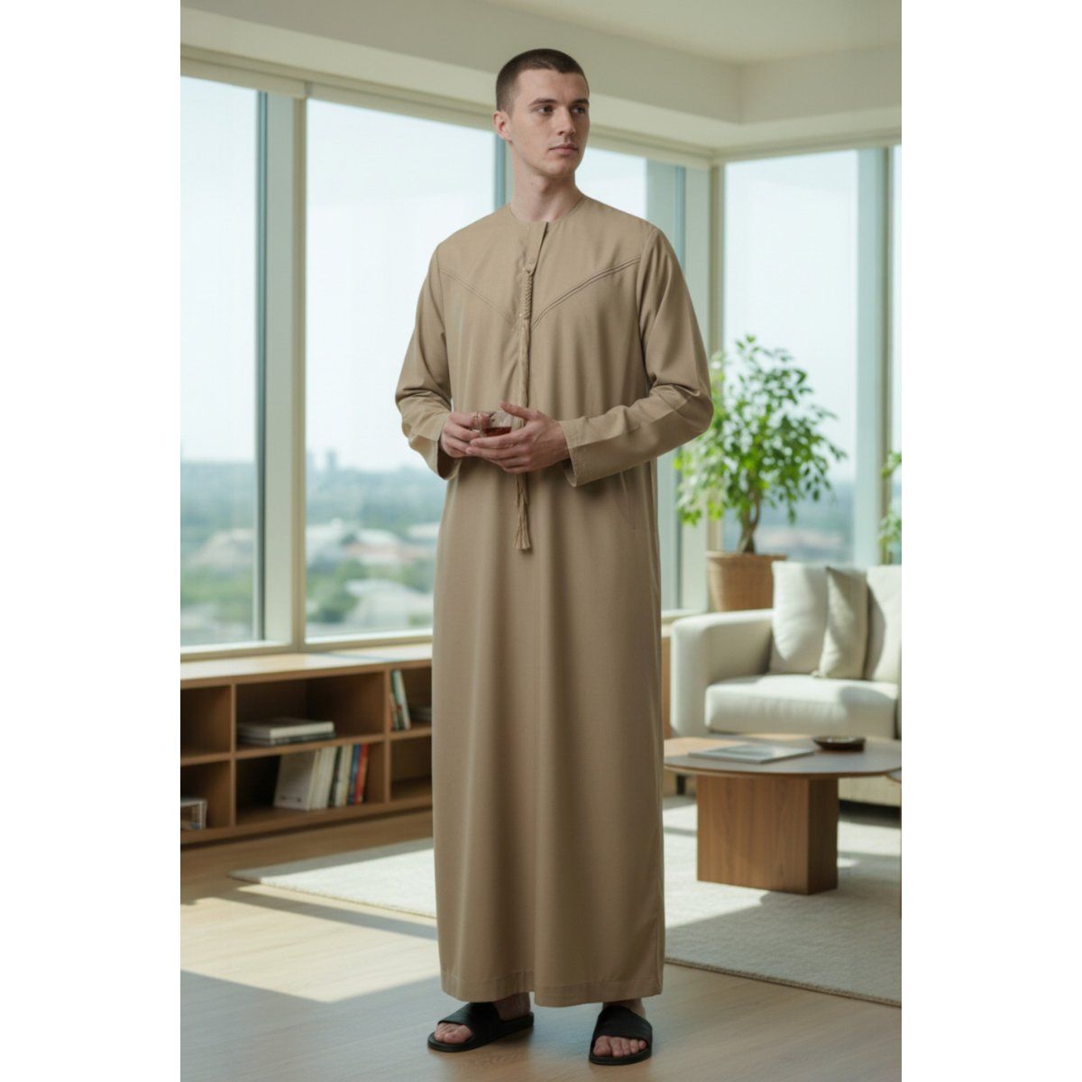 Herren Beige Marokkanische Jubba Thobe