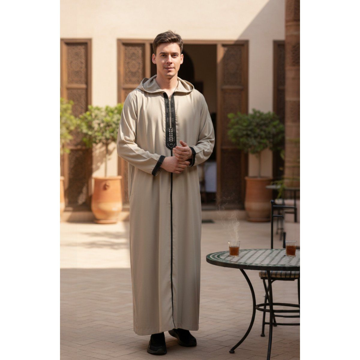 Marokkanischer Thobe-Robe mit Kapuze für Herren