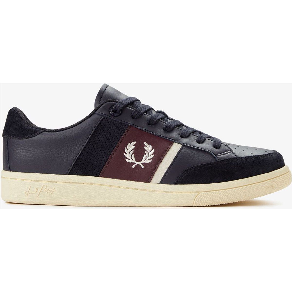 Fred Perry B725 Leder Wildleder Herren Sneakers Marineblau/Ecru/Oxblood
