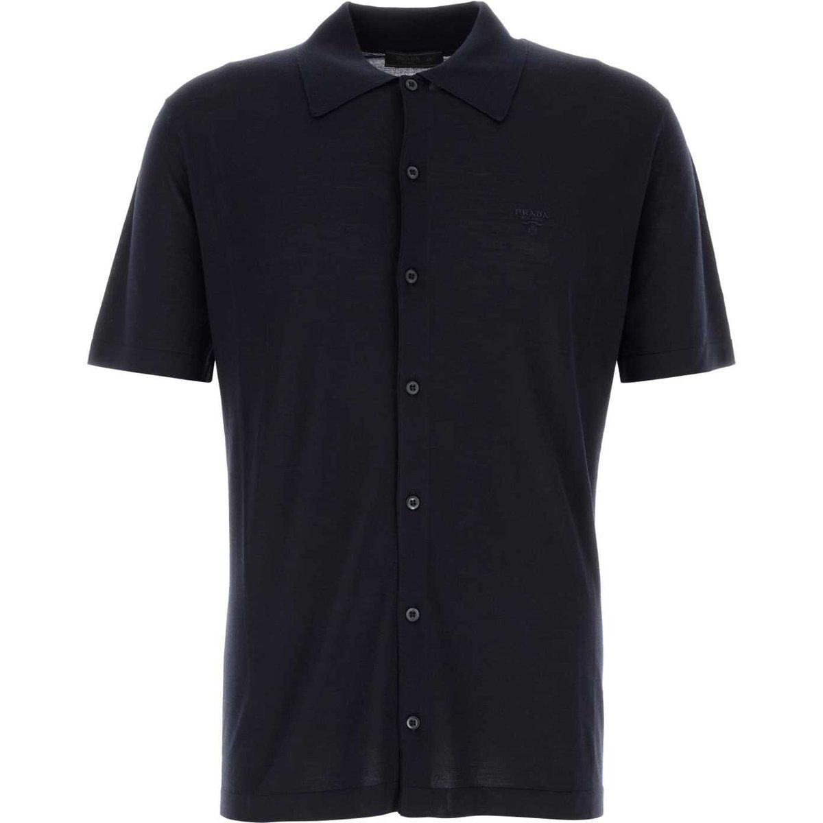 Elegantes marineblaues Wollstrick-Poloshirt