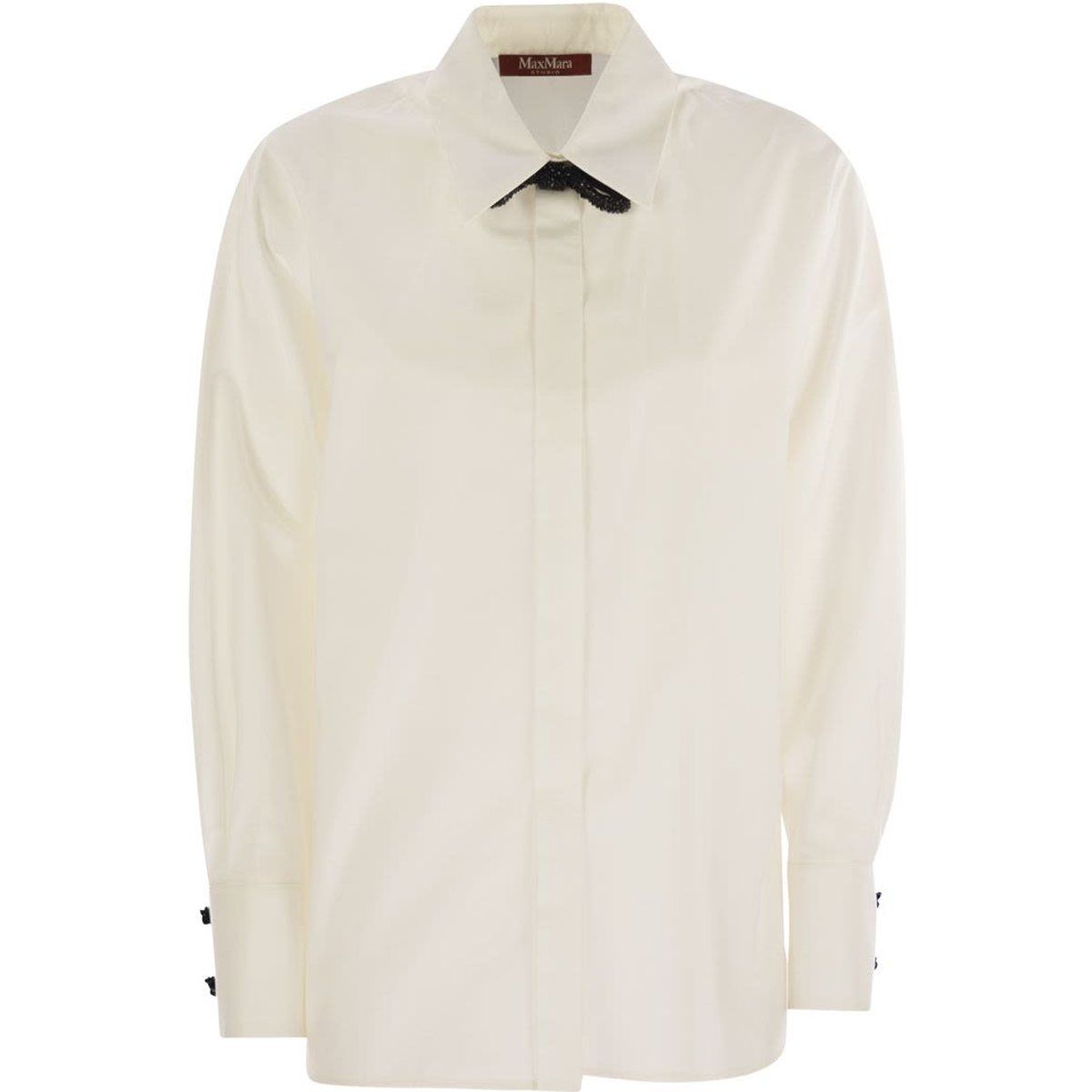 Elegante Bluse aus Baumwoll-Seidenmischung mit Kragen