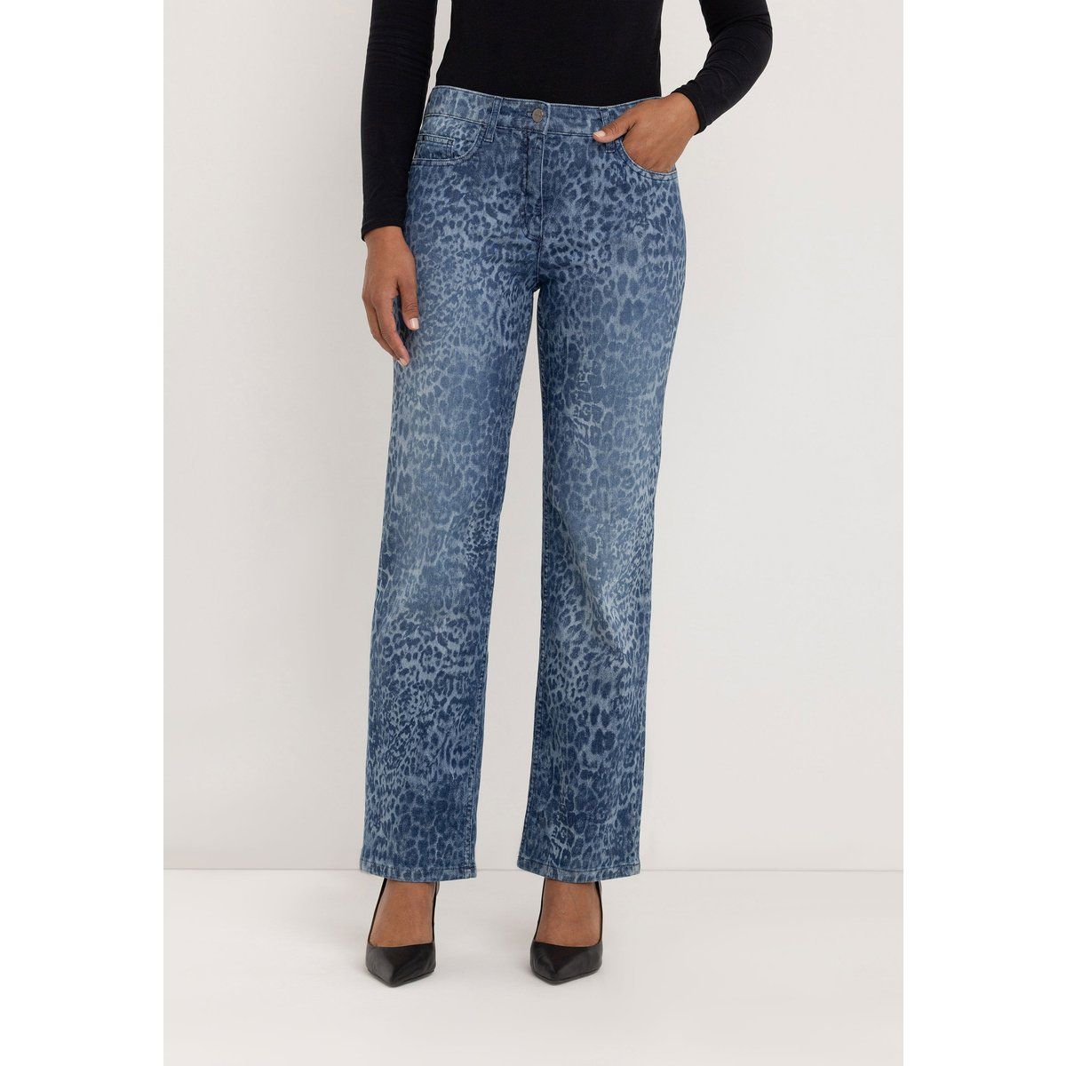 Jeans mit geradem Bein und Print