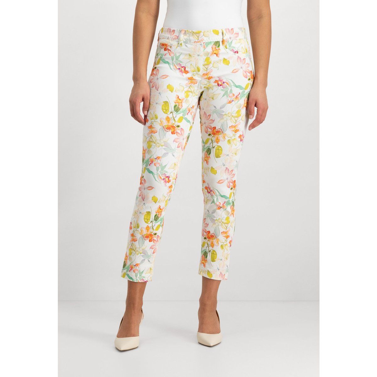 Cropped Leggie Jeans mit Blumenmuster