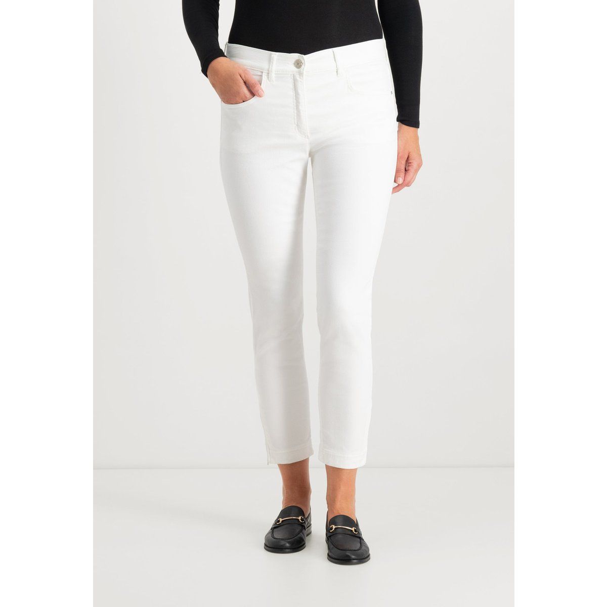 Weiße Shape-On Skinny Ankle Jeans