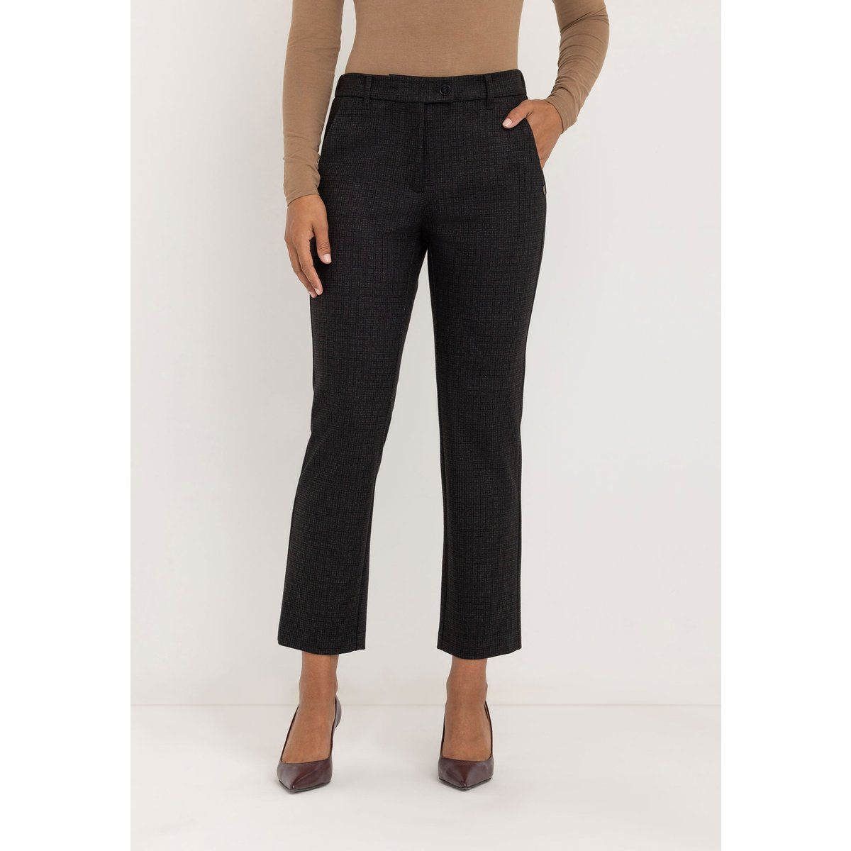 Schmal geschnittene Cropped Hose in Dunkelgrau
