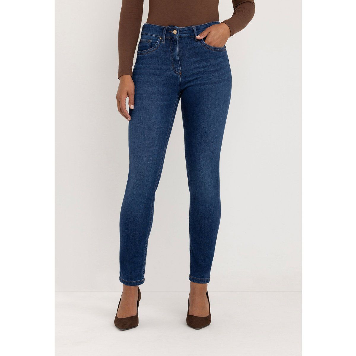 Bootcut-Stretch-Jeans in authentischem Blau