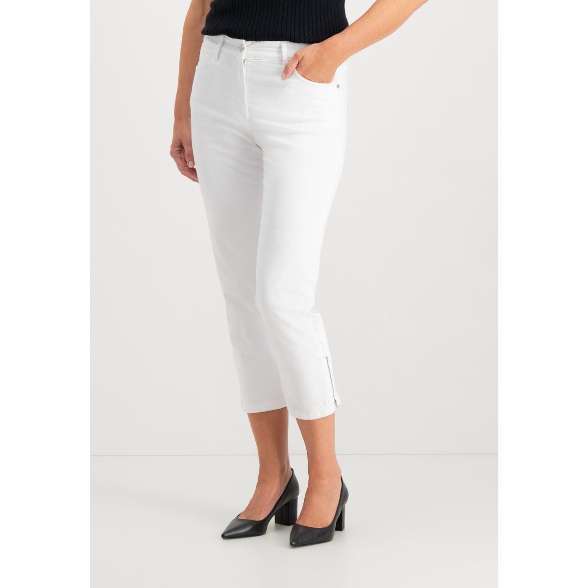 Cropped weiße Denim Capri Jeans