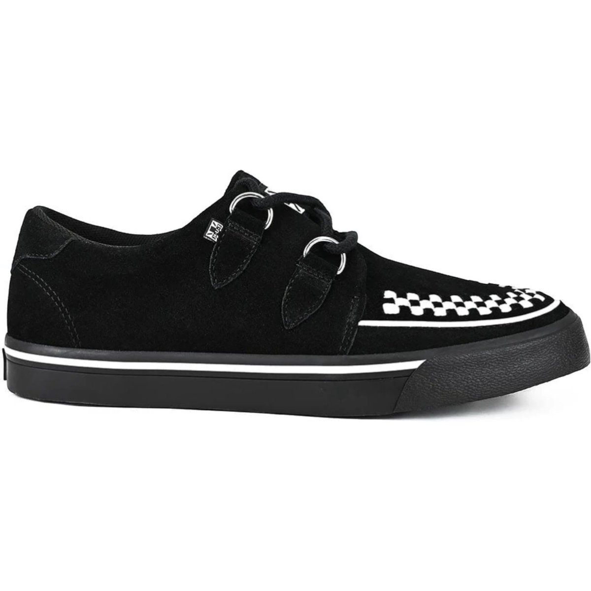 Schwarzer Wildleder Creeper Sneaker mit Karomuster