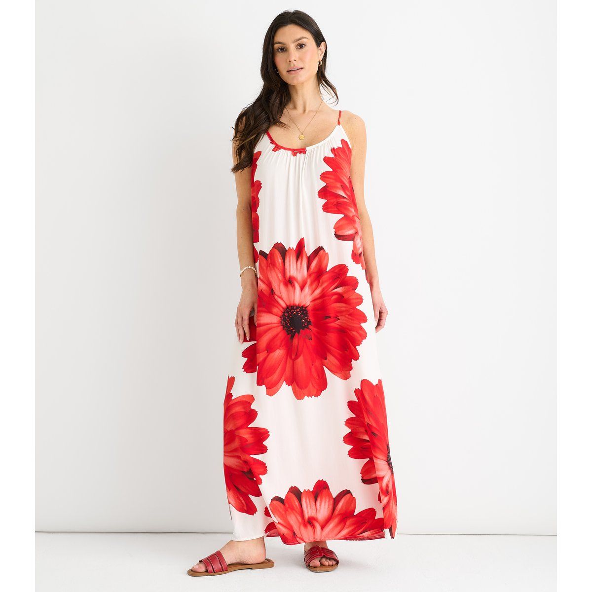 Geblümtes Viskose-Maxikleid