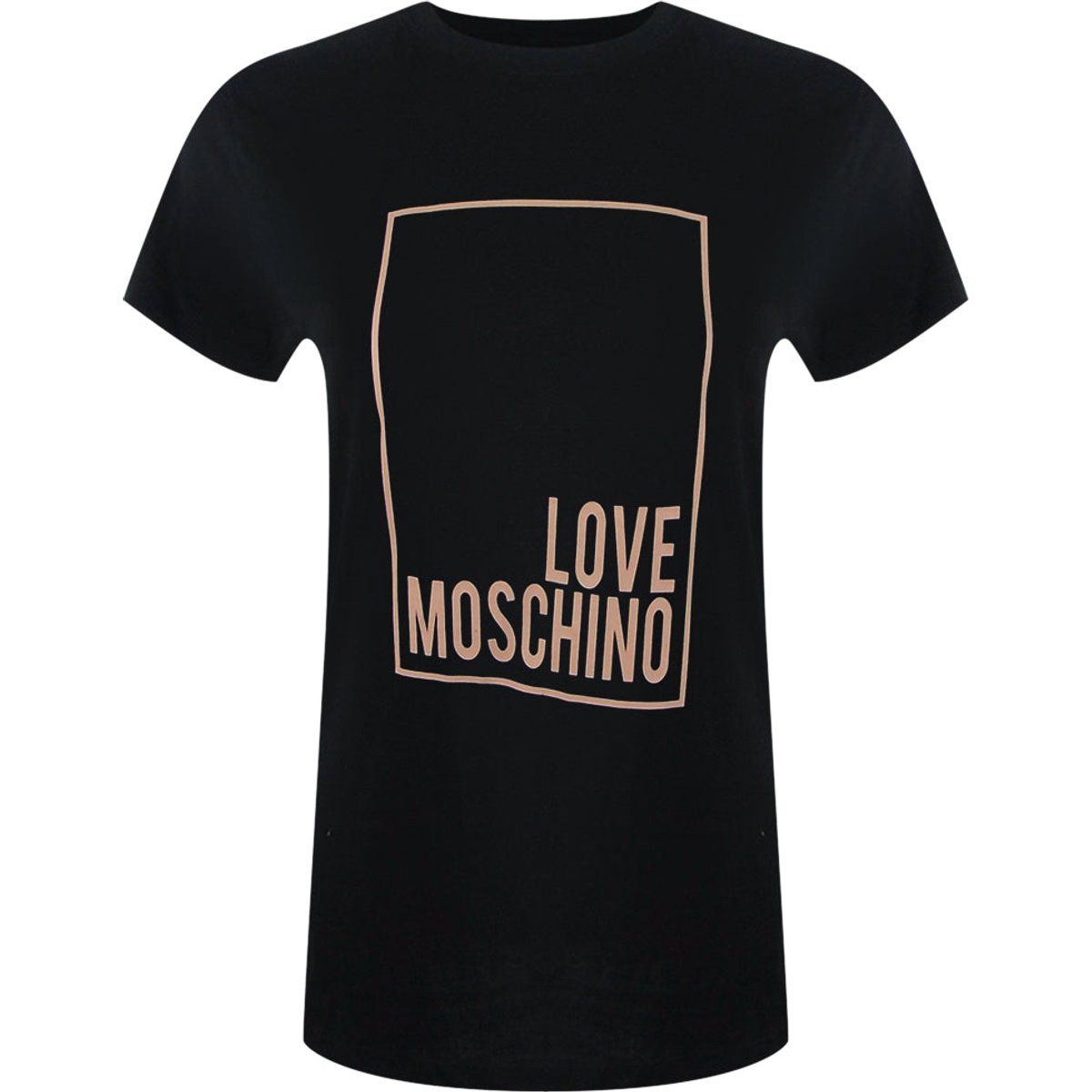 Schwarzes Baumwoll-T-Shirt mit pinkem Logo