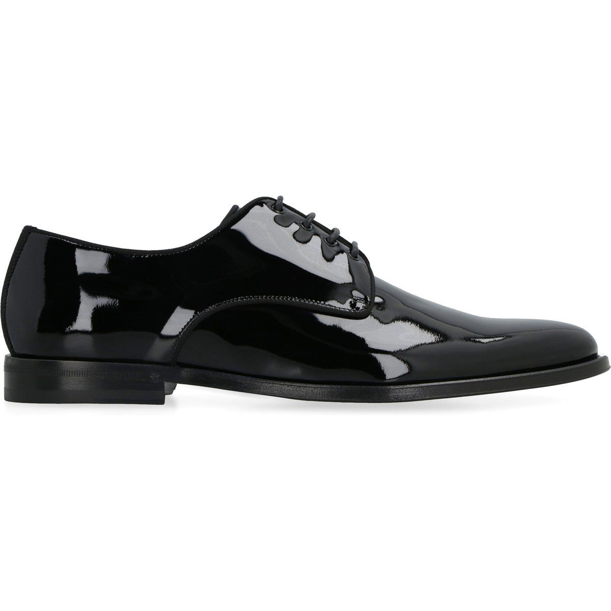 Schwarze Derby Schuhe aus Lackleder