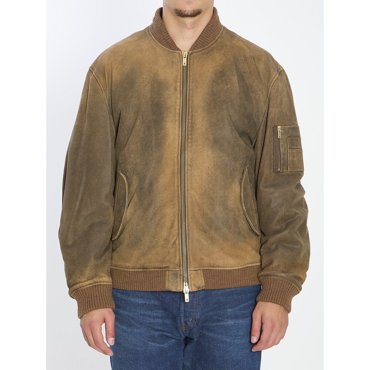 Braune Bomberjacke im Vintage-Look