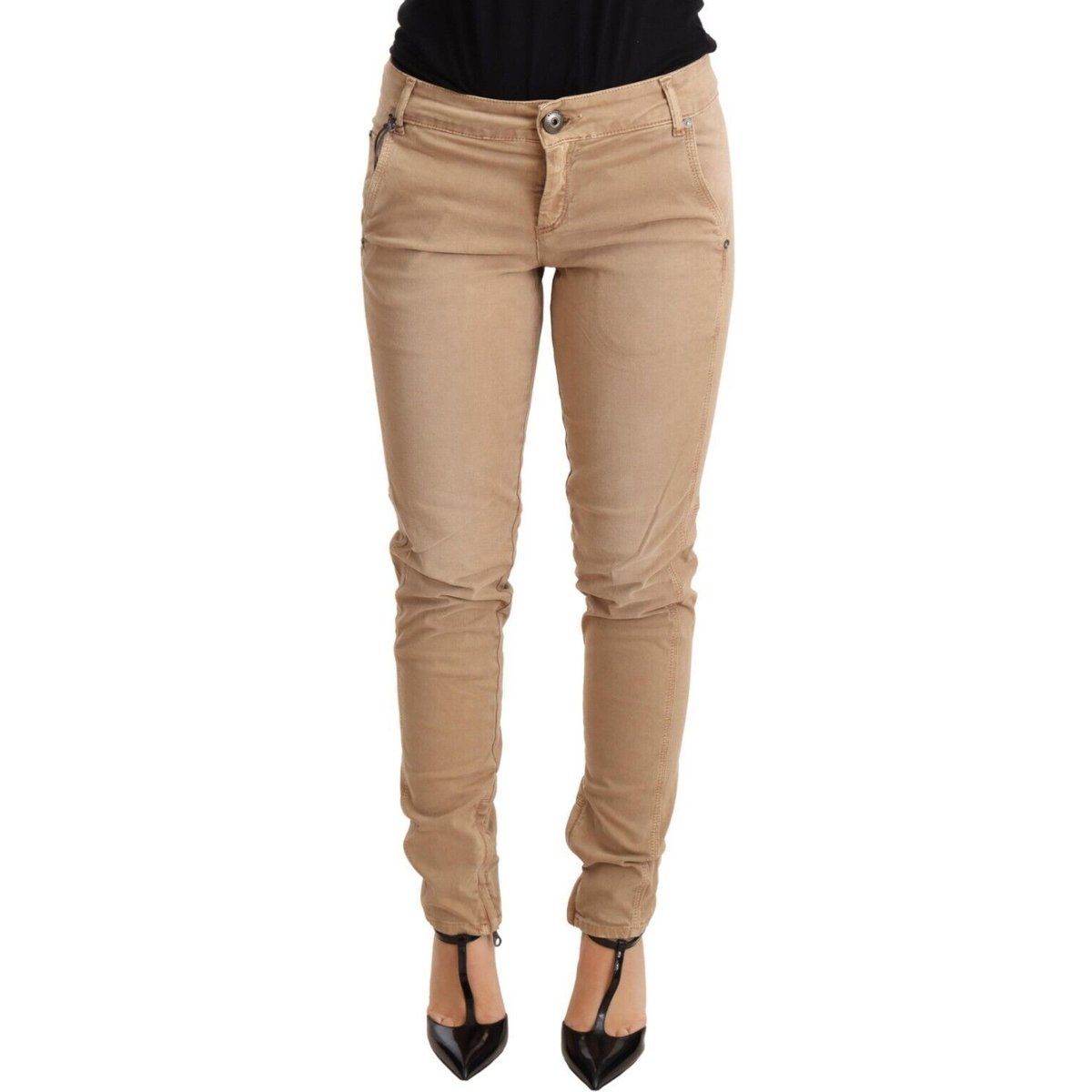 Beige Skinny Fit Freizeithose