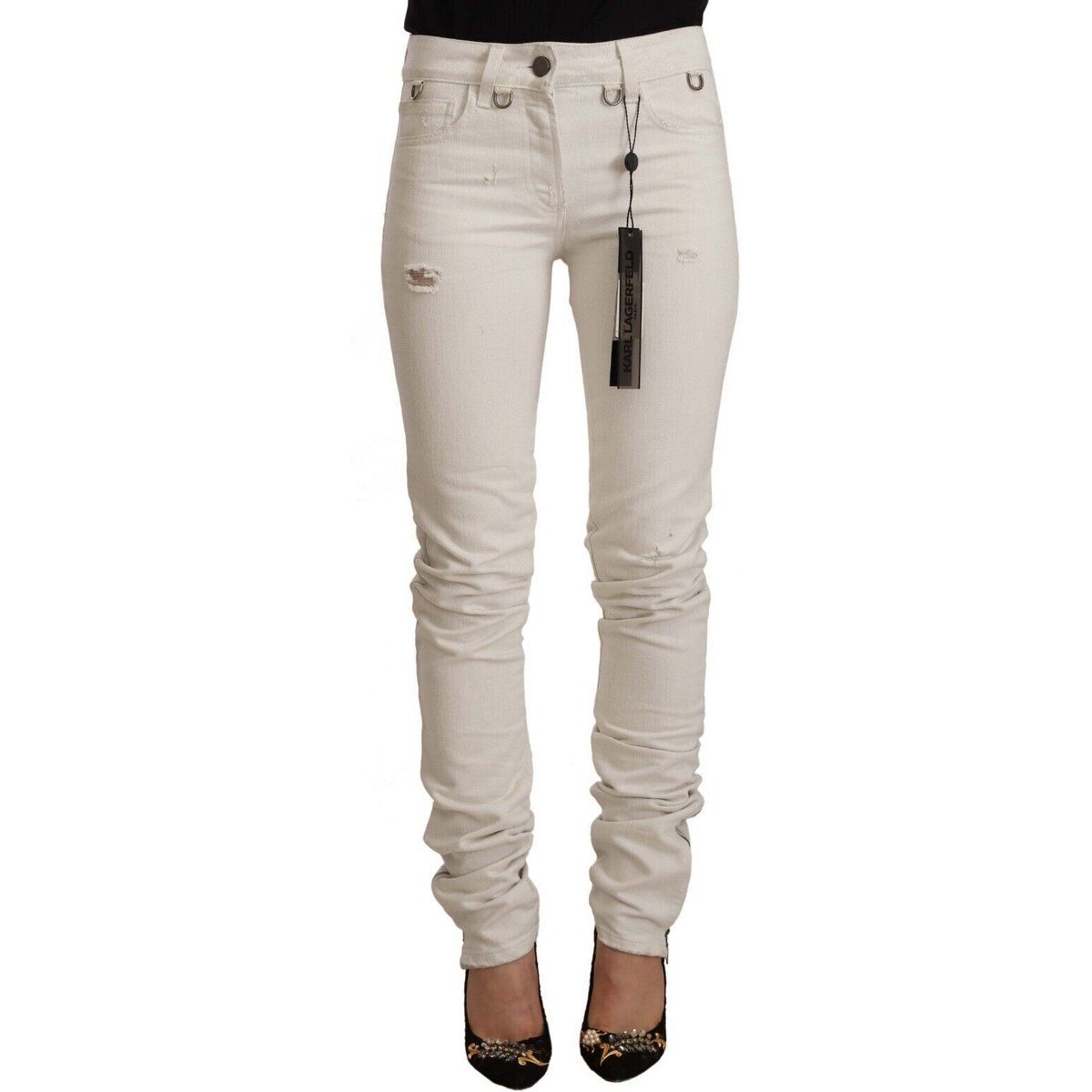 Zerrissene Skinny Jeans Off-White