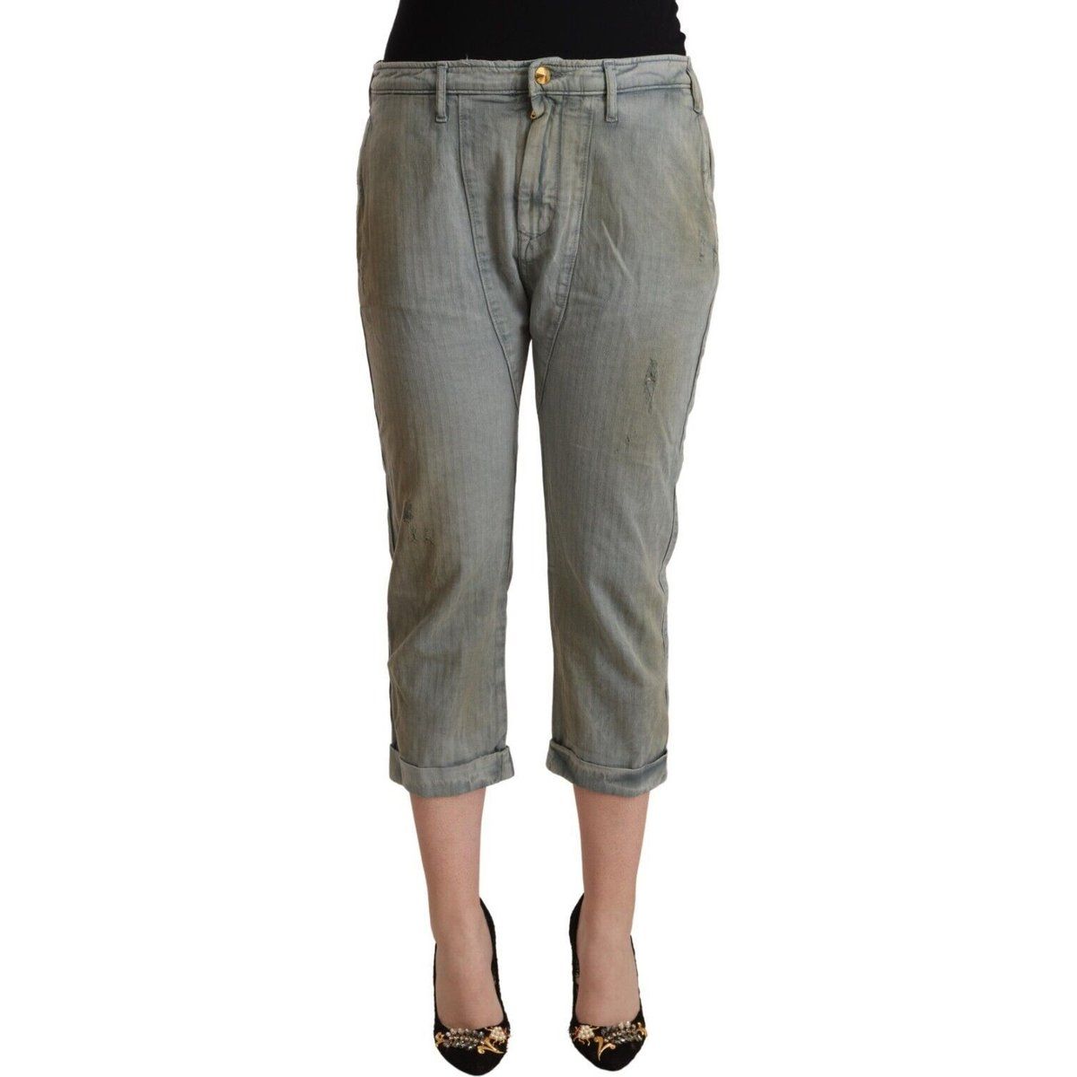 Locker geschnittene Denim Caprihose