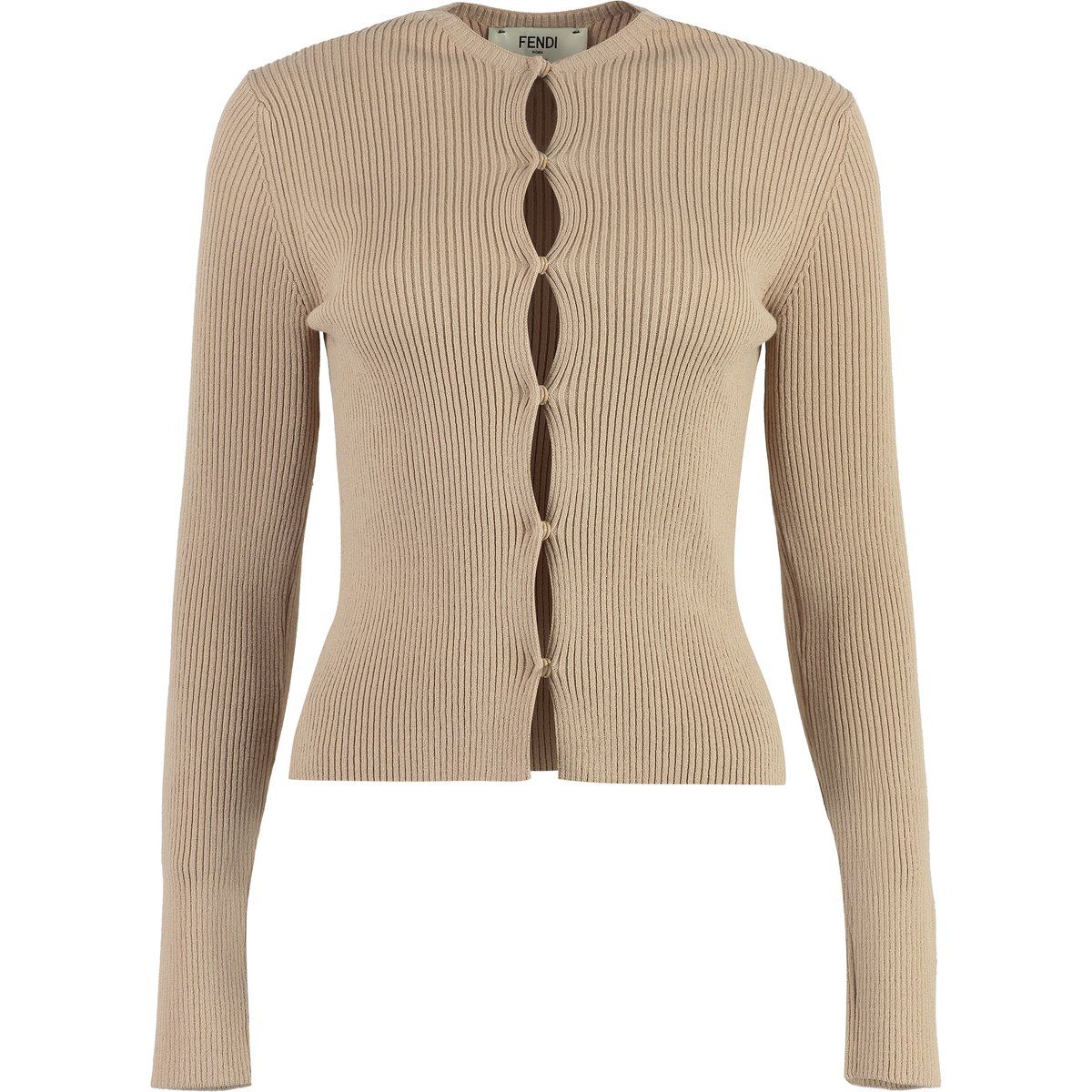 Elegante gerippte Strickjacke mit Knöpfen